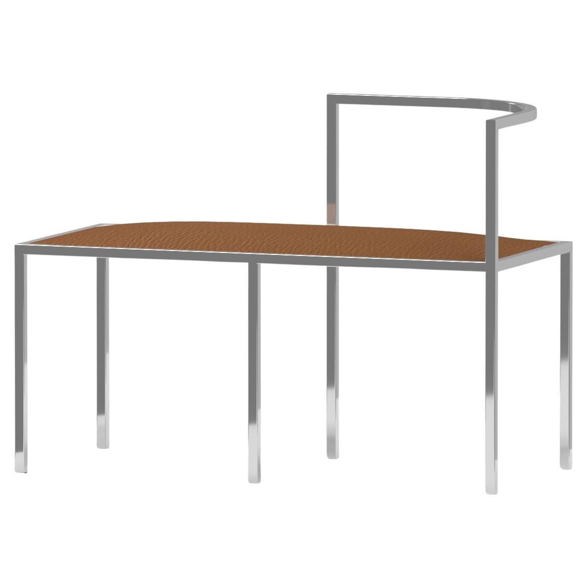 21st Century, Modern, Maçka Bench, Stainless Steel Structure & Upholstery