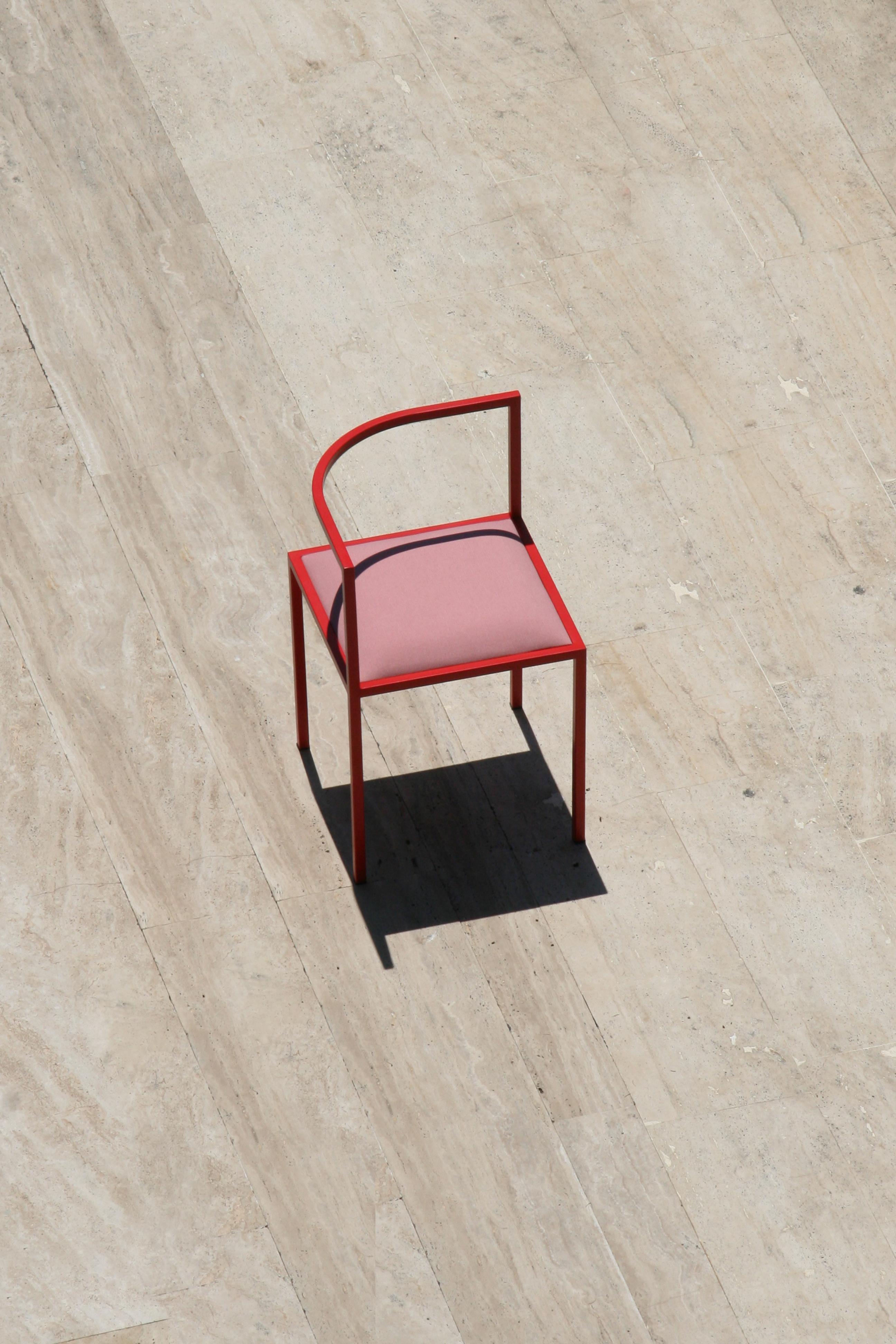 Varnished 21st Century, Modern, Maçka Corner Chair, Powder Coated Structure & Upholstery For Sale