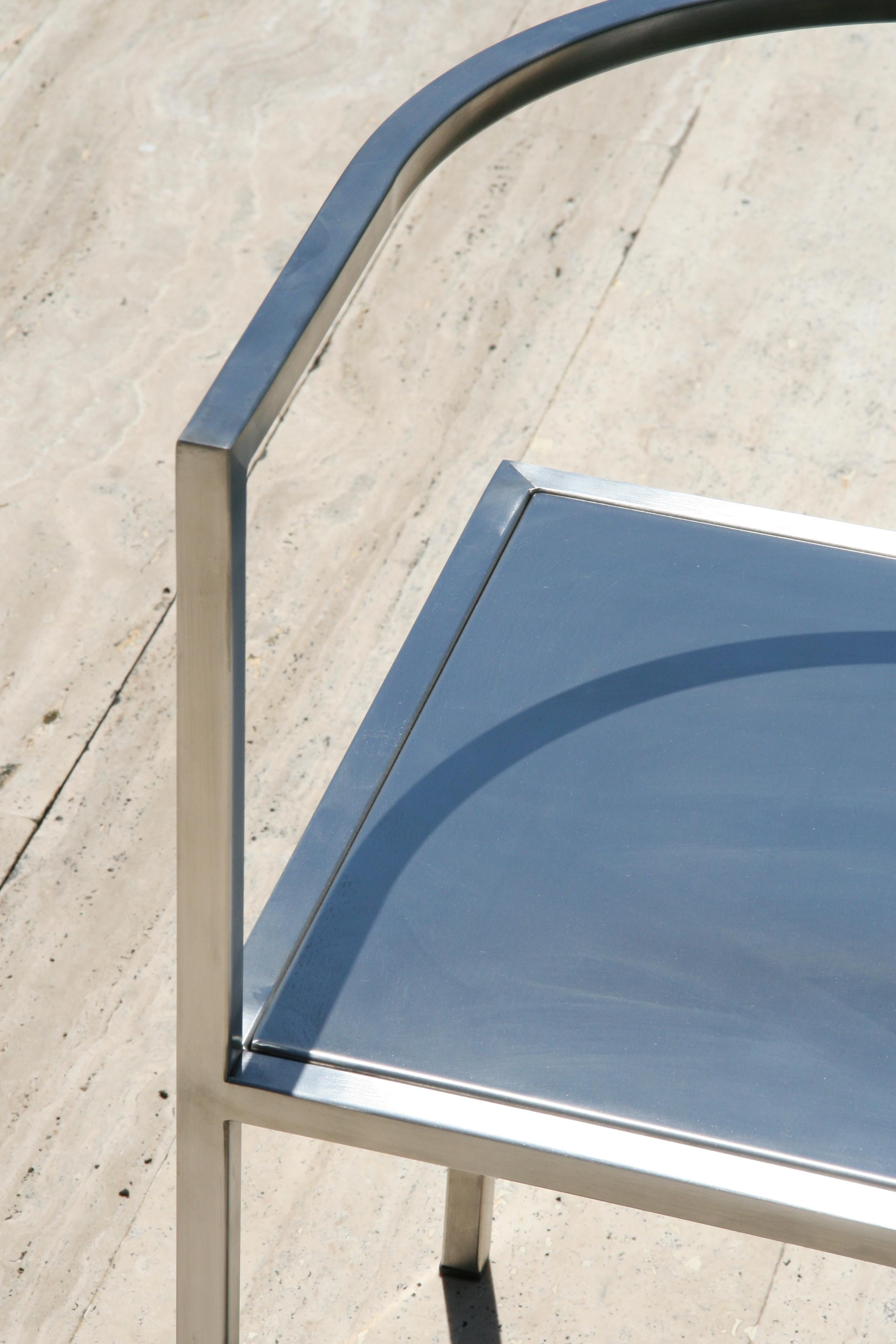 Turkish 21st Century, Modern, Maçka Corner Chair, Stainless Steel Structure & Upholstery For Sale