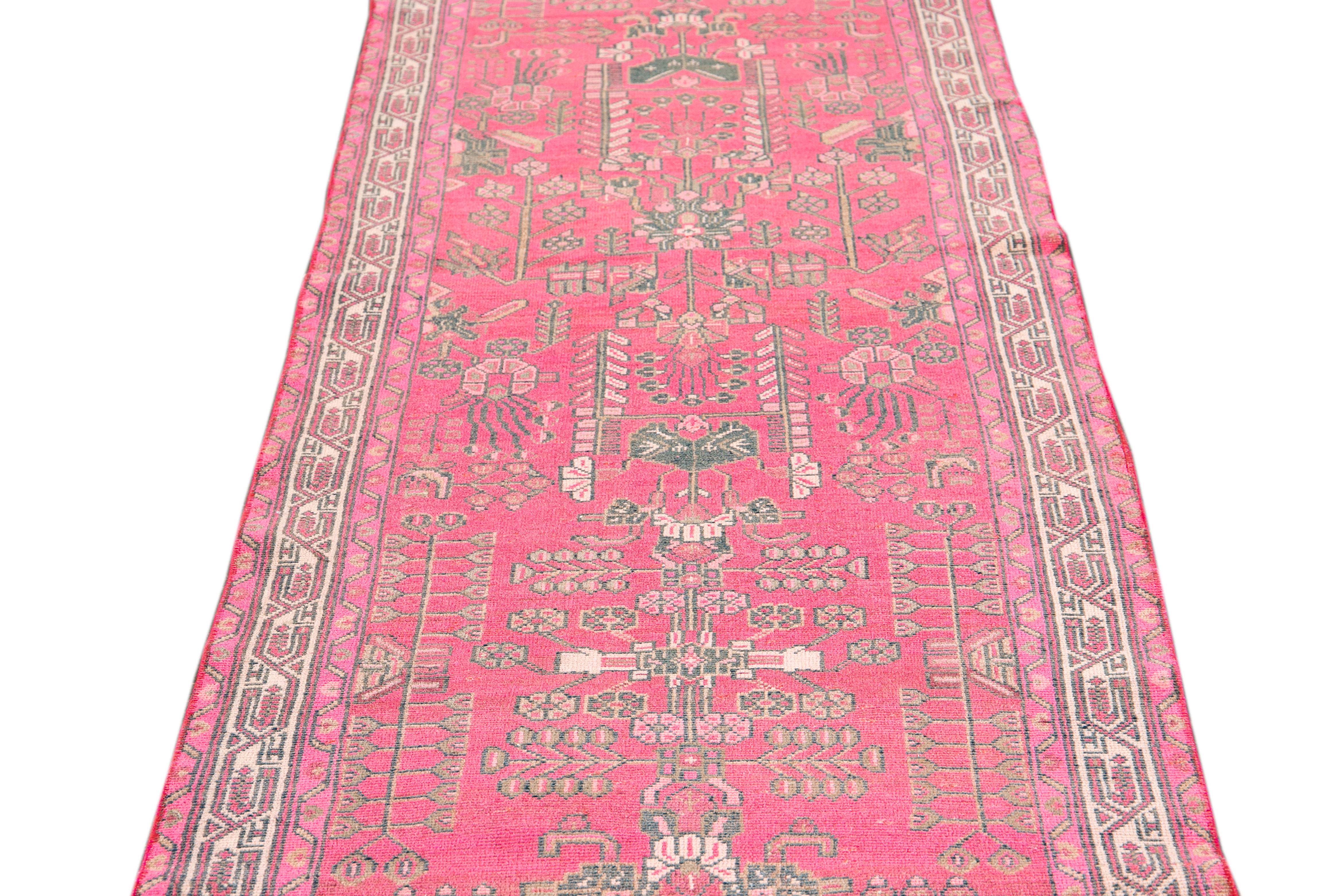 Hand-Knotted Early-20th Vintage Malayer Wool Runner Rug For Sale
