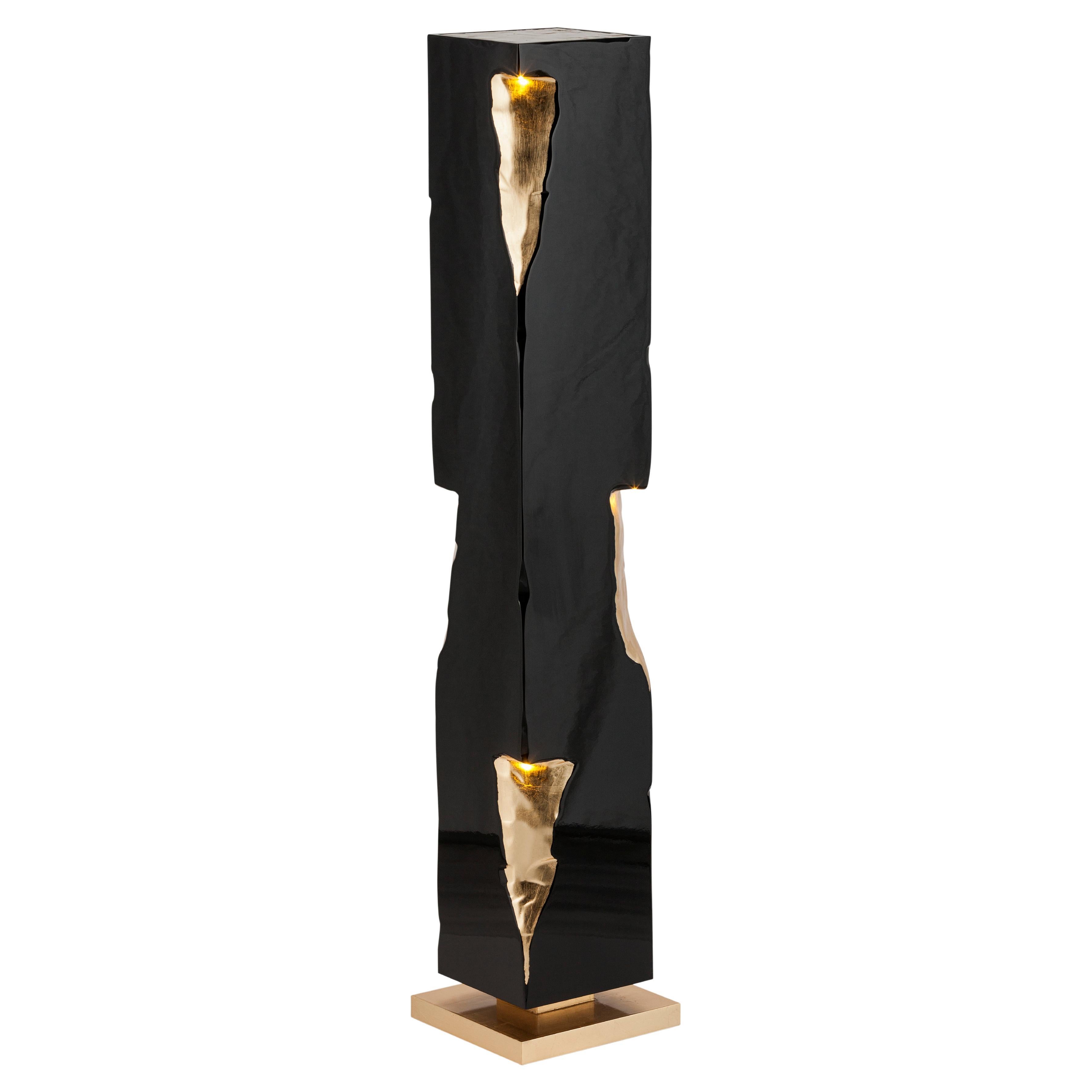 Modern Martin Black Pedestal Stand with Gold Leaf Handcrafted by Greenapple