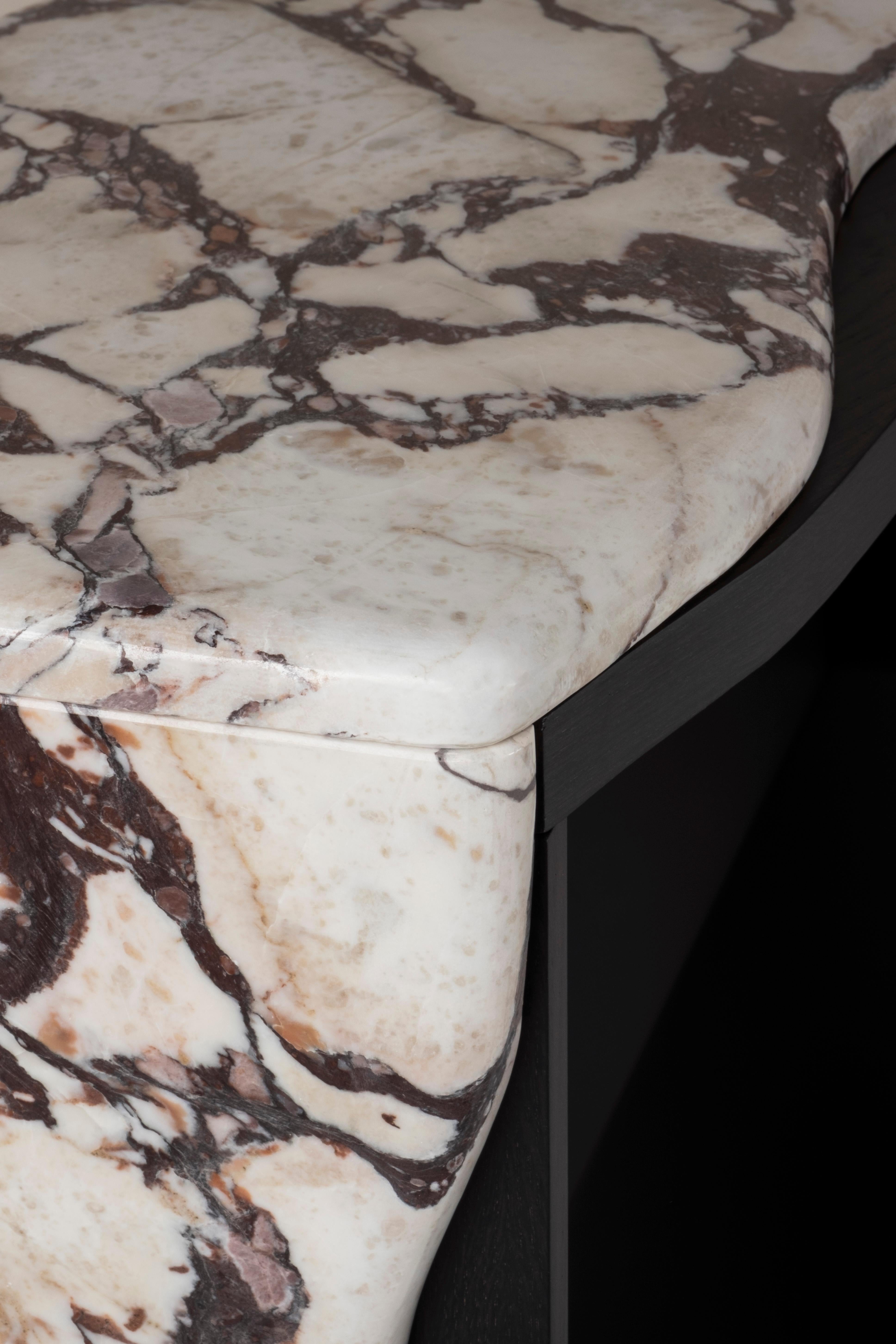 Modern Menir Console Table, Calacatta Viola Marble, Handmade Portugal Greenapple For Sale 7