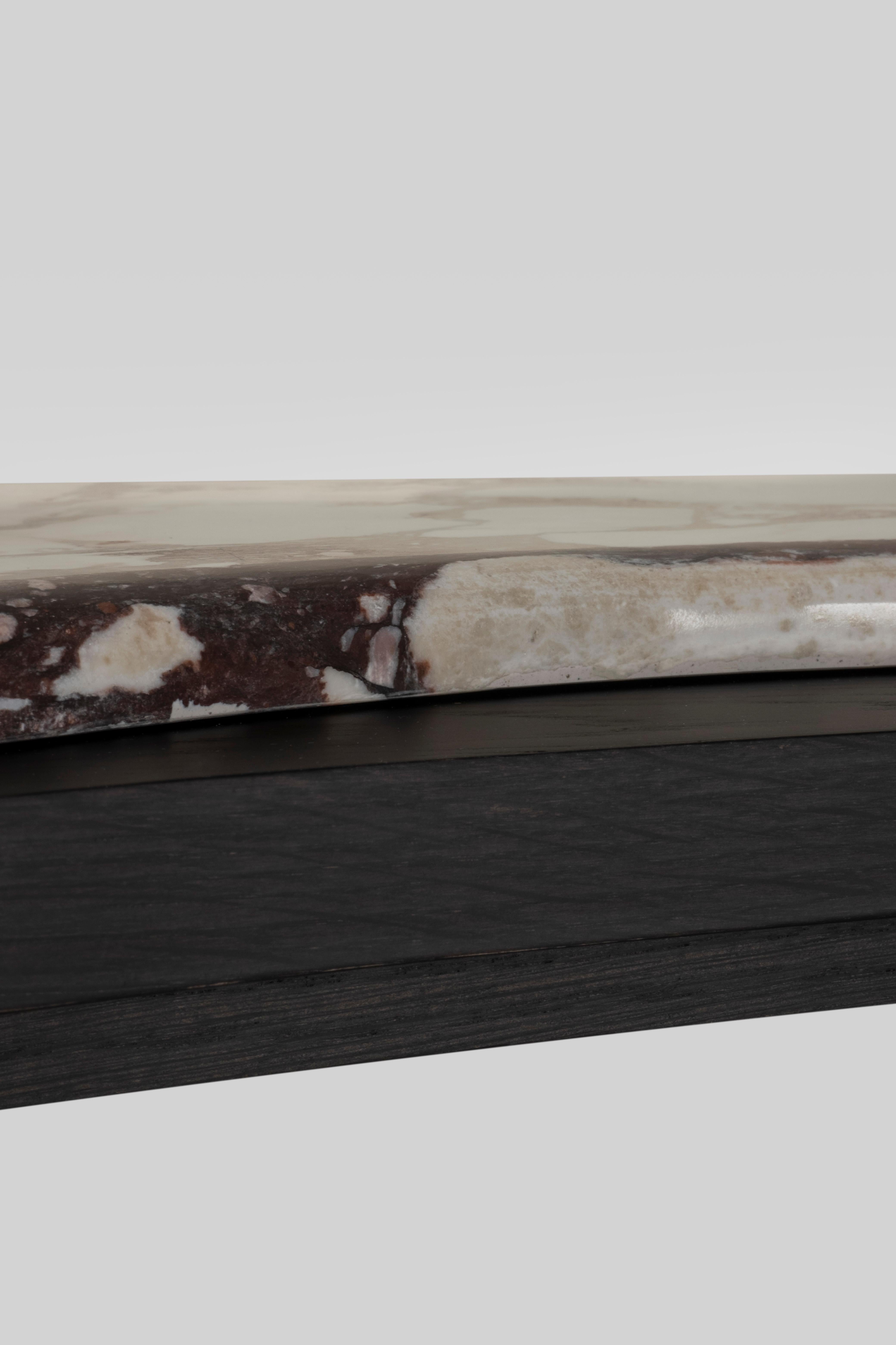 Onyx Modern Menir Console Table, Calacatta Viola Marble, Handmade Portugal Greenapple For Sale
