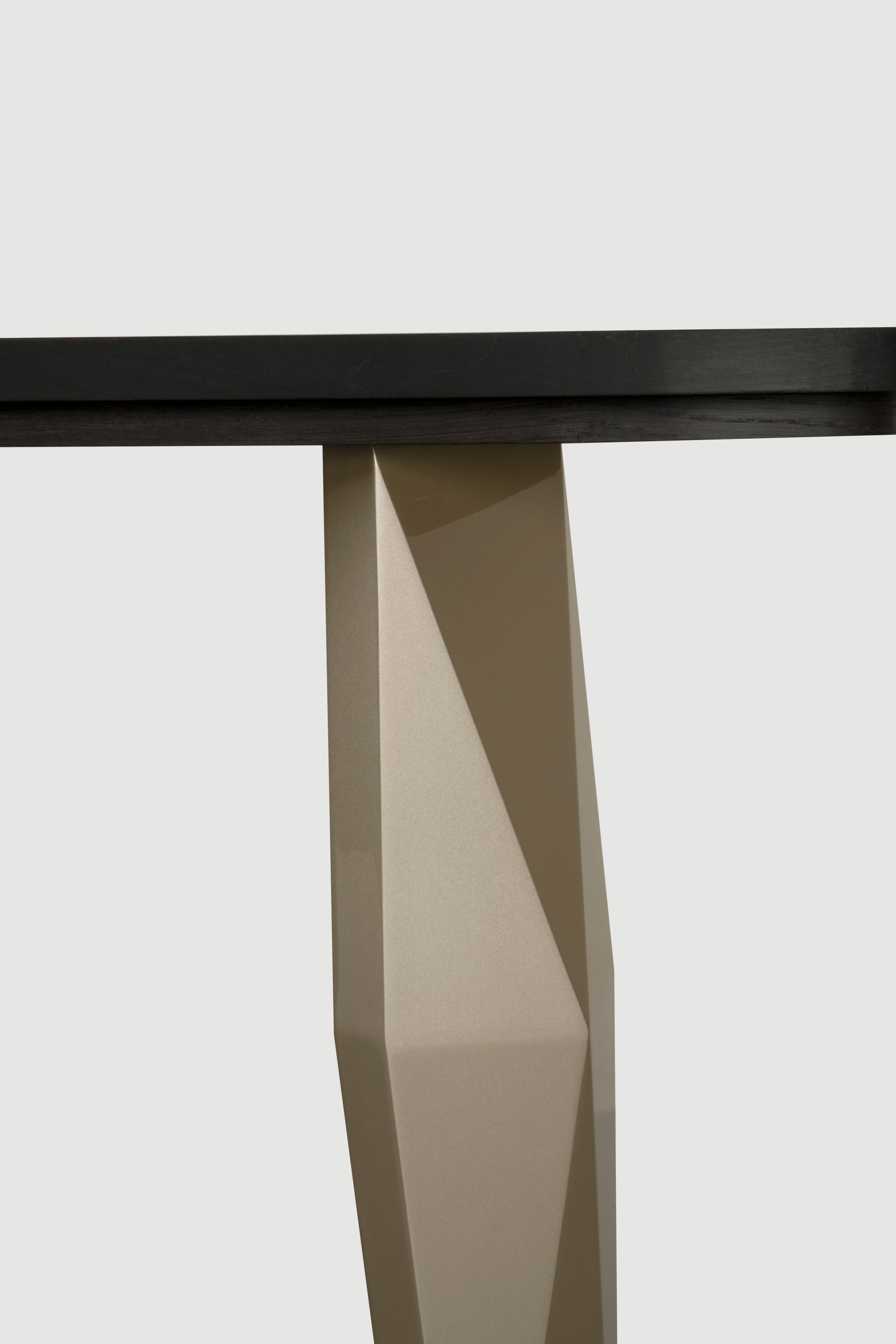 Stained Modern Menir Console Table, Calacatta Viola Marble, Handmade Portugal Greenapple For Sale