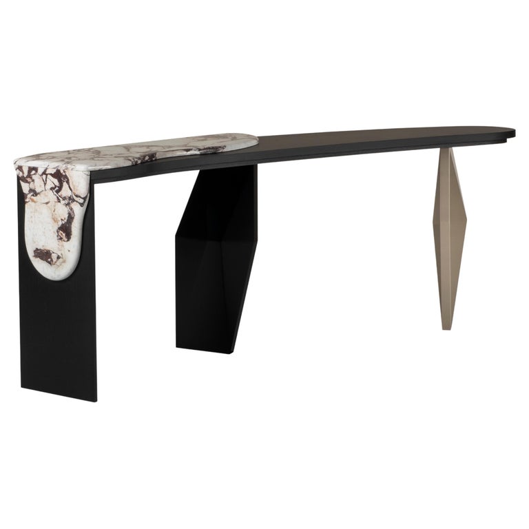 Contemporary Modern Menir Console with Calacatta Viola Marble by Greenapple For Sale