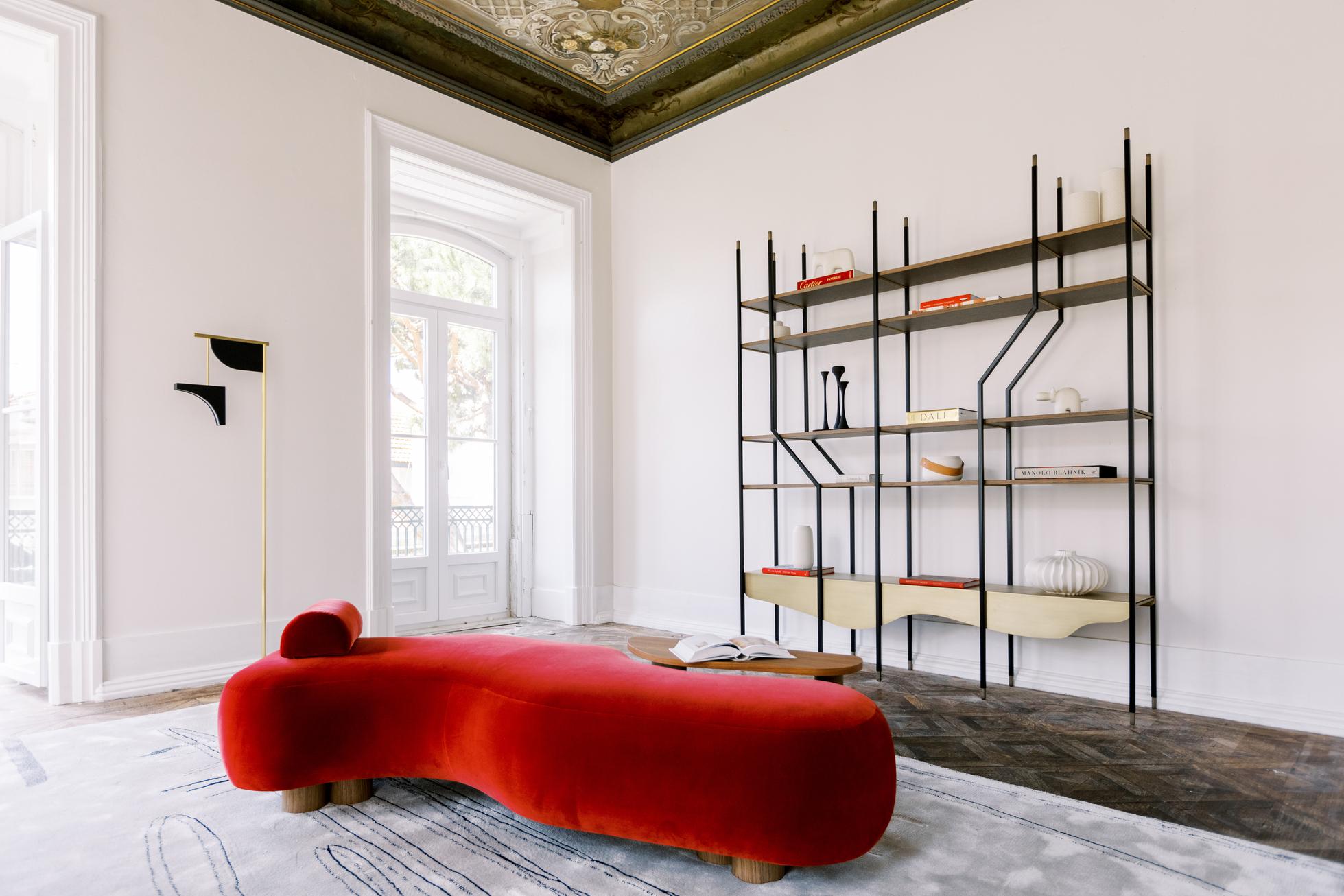 Portuguese Modern Minho Chaise Lounge, DEDAR Velvet, Handmade in Portugal by Greenapple For Sale