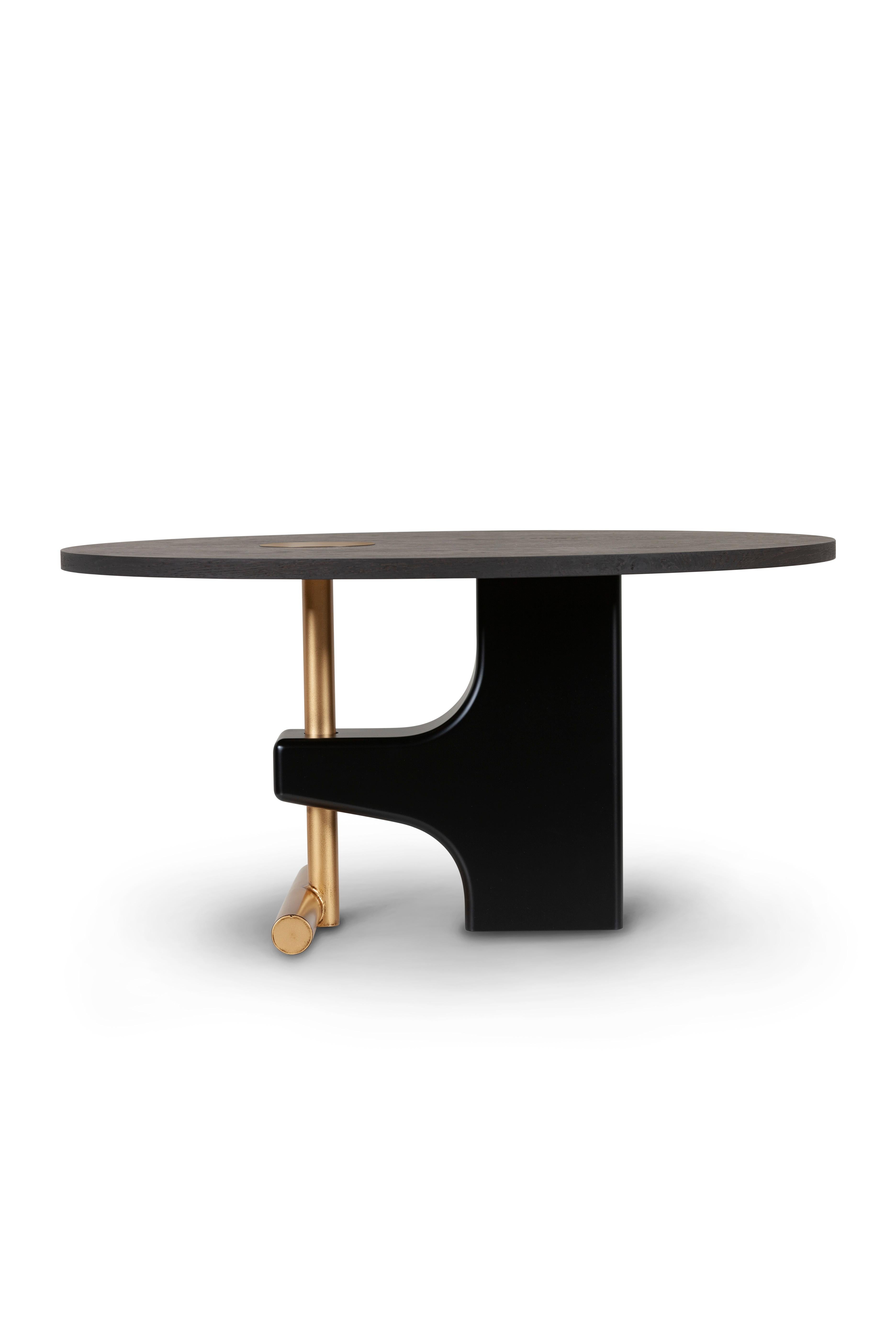 Moderne Table basse ronde Aged Modern, en chêne Oak Oak Aged, faite à la main au Portugal par Greenapple en vente