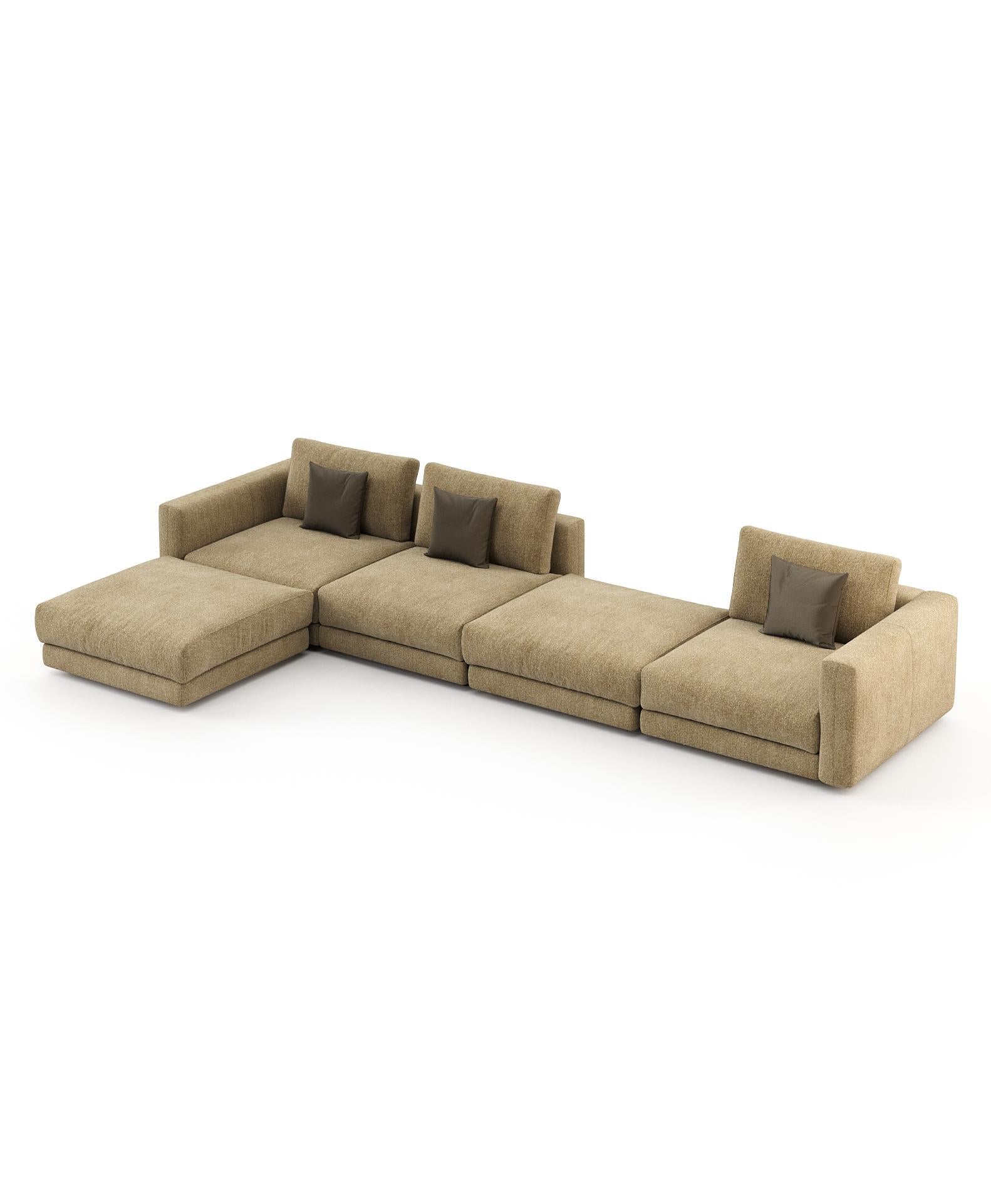 Montreal modular sofa is sharp lines and sweeping curves. Comfort and luxury imbue every detail to make Montreal the perfect sofa for a soft and inviting statement in any living room.

* Available in different finishes.
** Other custom sizes upon