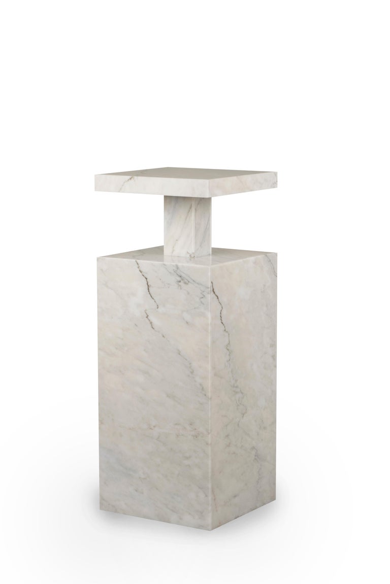 21st Century Contemporary Modern Monique Pedestal Stand Calacatta Cremo Marble Handcrafted in Portugal - Europe by Greenapple. 

Monique is the perfect standing piece of art to enhance any interior. Monique is a unique design in Calacatta Cremo
