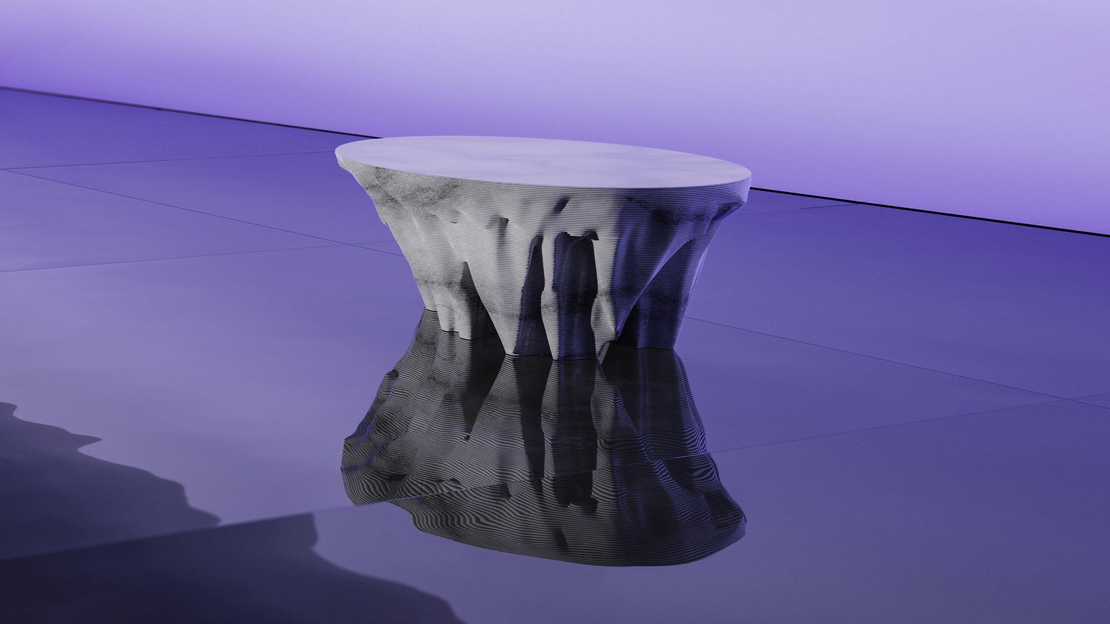 Contemporary 21st Century Modern Monument Valley Coffee Table, Solid Black Marble For Sale