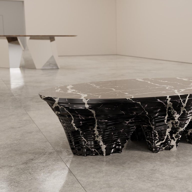 21st Century Modern Monument Valley Coffee Table, Solid Black Marble For Sale 1