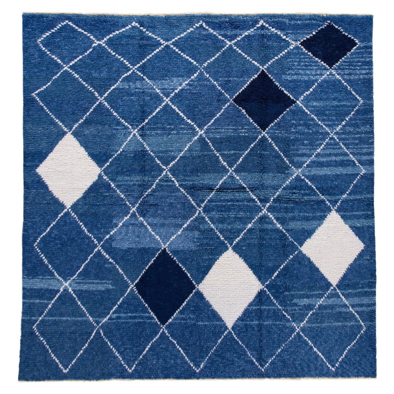21st Century Modern Moroccan Style Square Wool Rug For Sale at 1stDibs