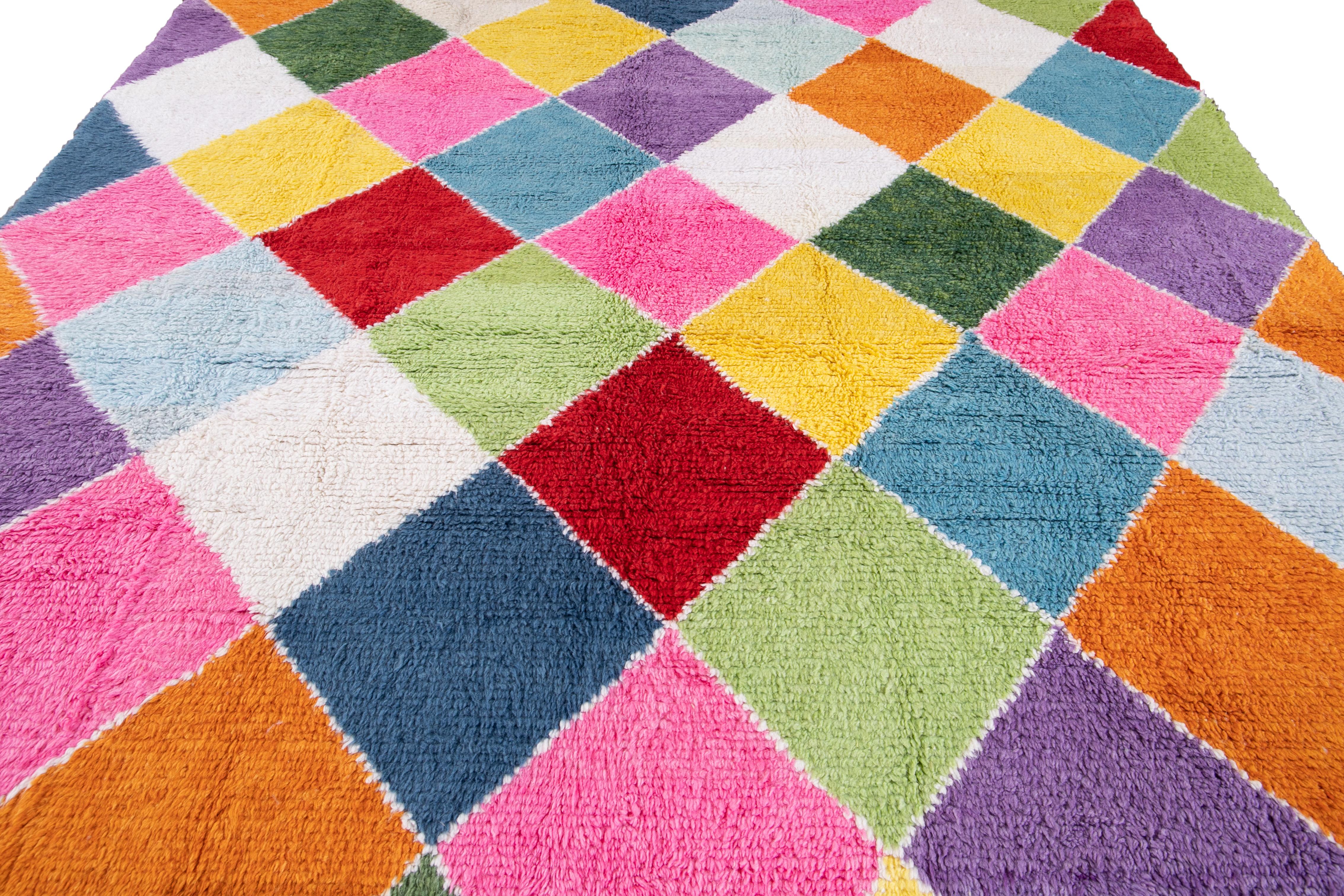 21st Century Modern Moroccan Style Wool Rug For Sale 8