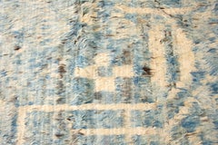 Contemporary Blue Moroccan Berber-Style Wool Rug With Tribal Design
