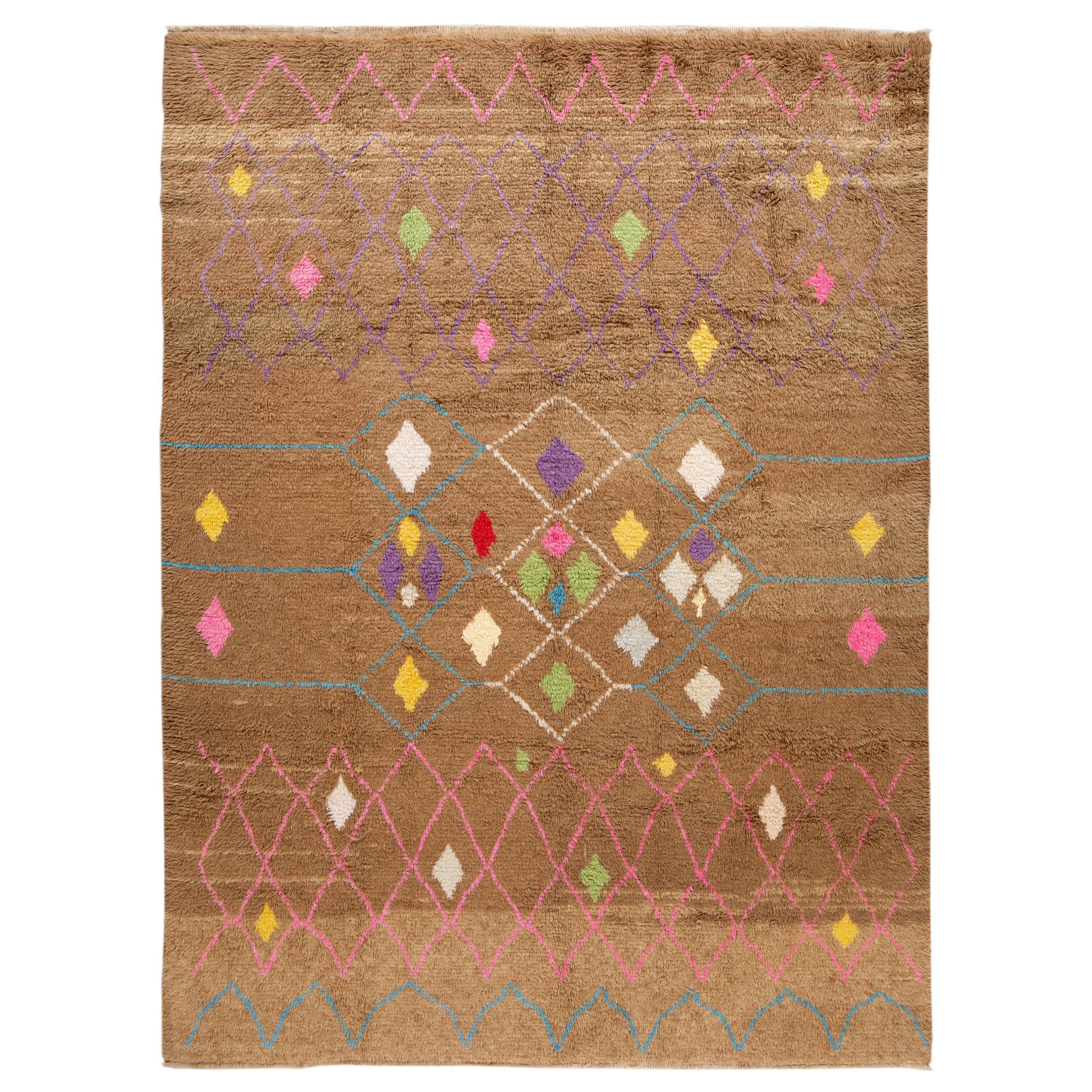 21st Century Modern Moroccan-Style Wool Rug For Sale