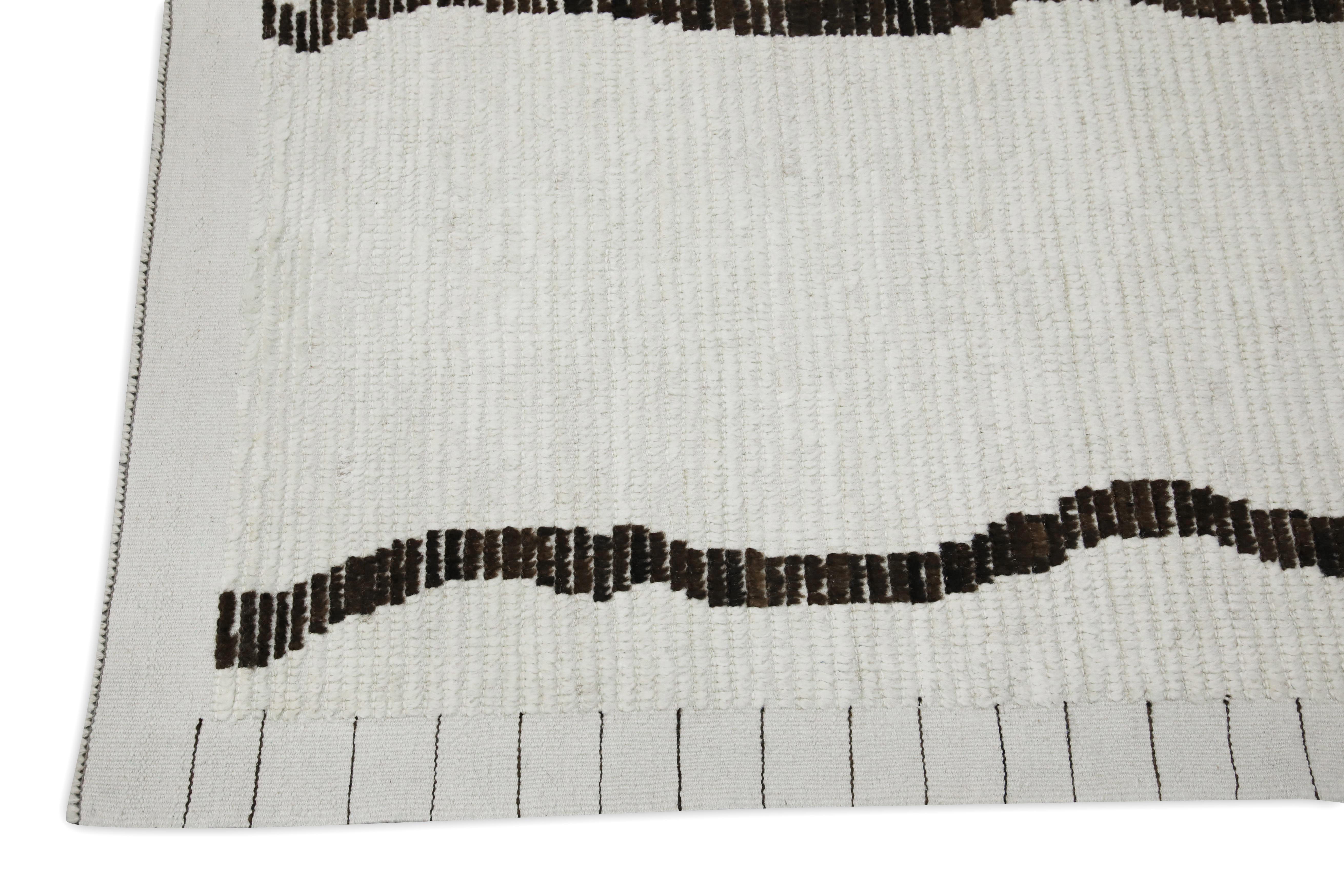 21st Century Modern Moroccan Style Wool Rug in Beige & Brown 9' X 12'9