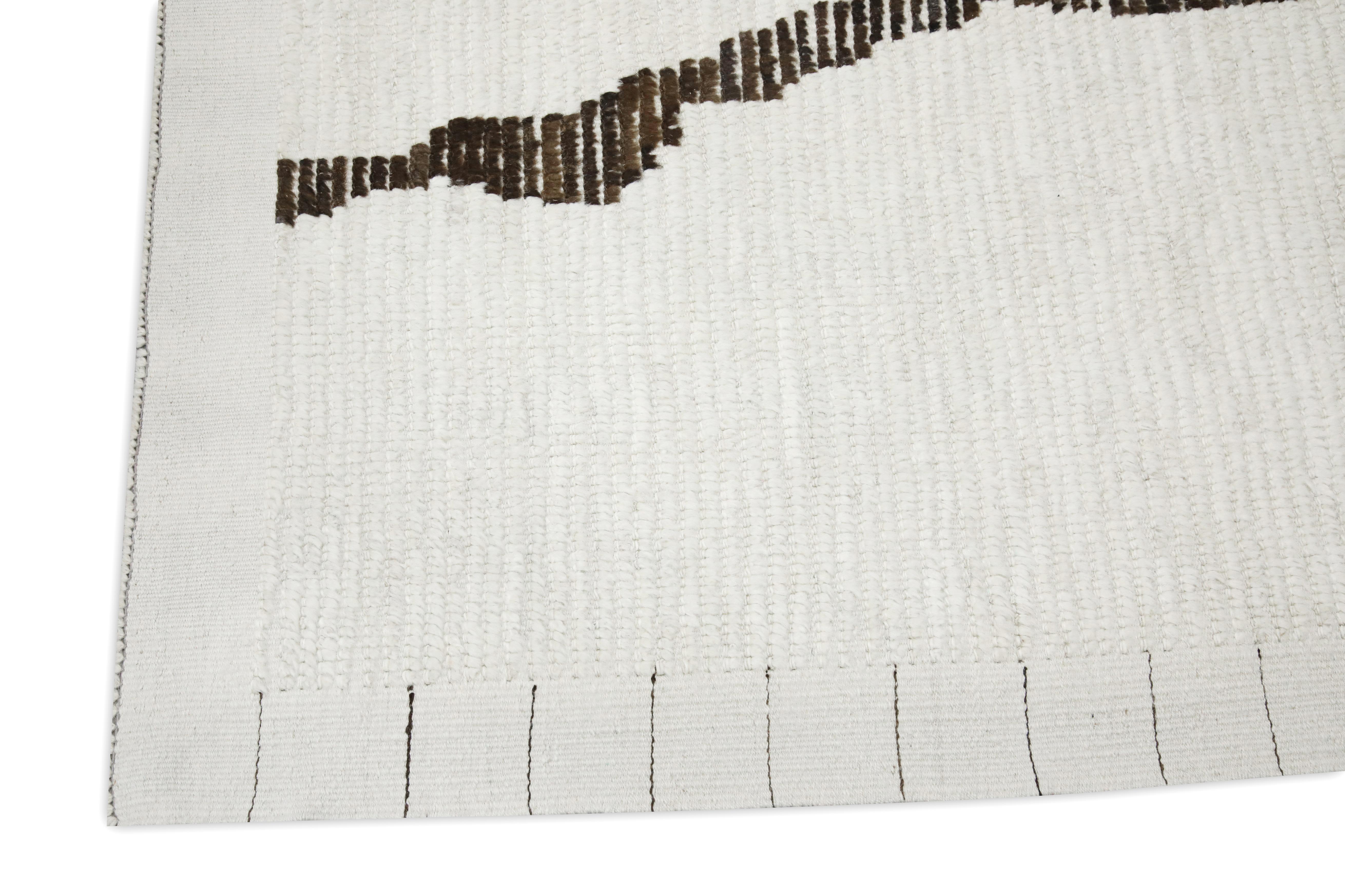21st Century Modern Moroccan Style Wool Rug in Beige & Brown 9'2