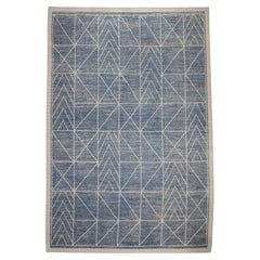 21st Century Modern Moroccan Style Wool Rug in Blue Design 10'3" X 14'9"