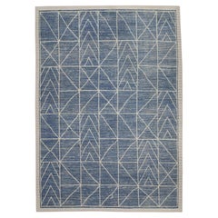21st Century Modern Moroccan Style Wool Rug in Blue Design 9'1" X 12'5"