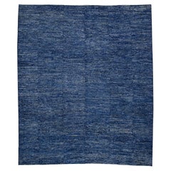 21st Century Modern Moroccan Style Wool Rug in Blue Design 9'5" X 11'6"