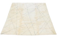 21st Century Modern Moroccan Style Wool Rug In Ivory With A Tribal Design