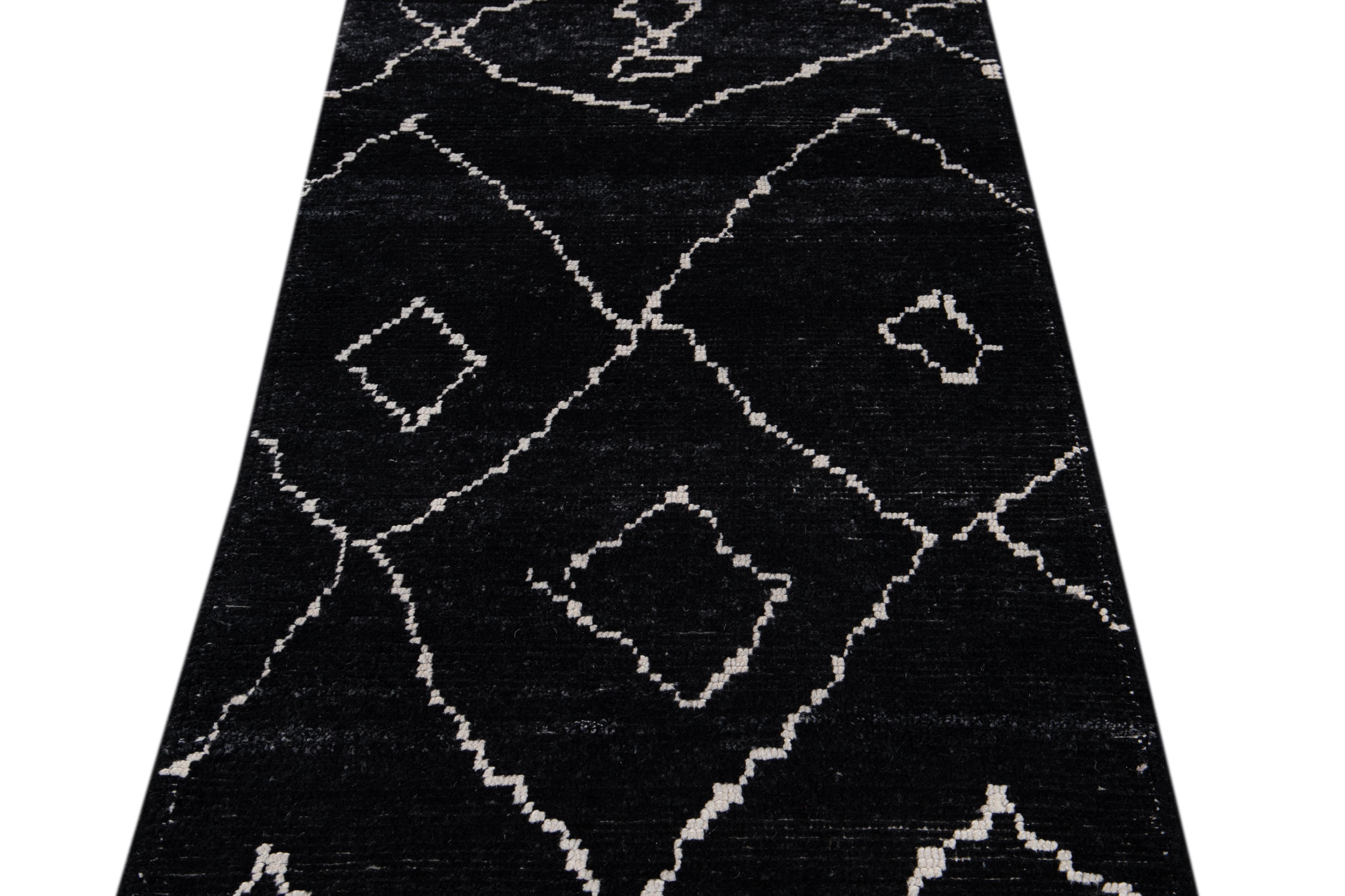 21st Century Modern Moroccan Style Wool Runner For Sale 5