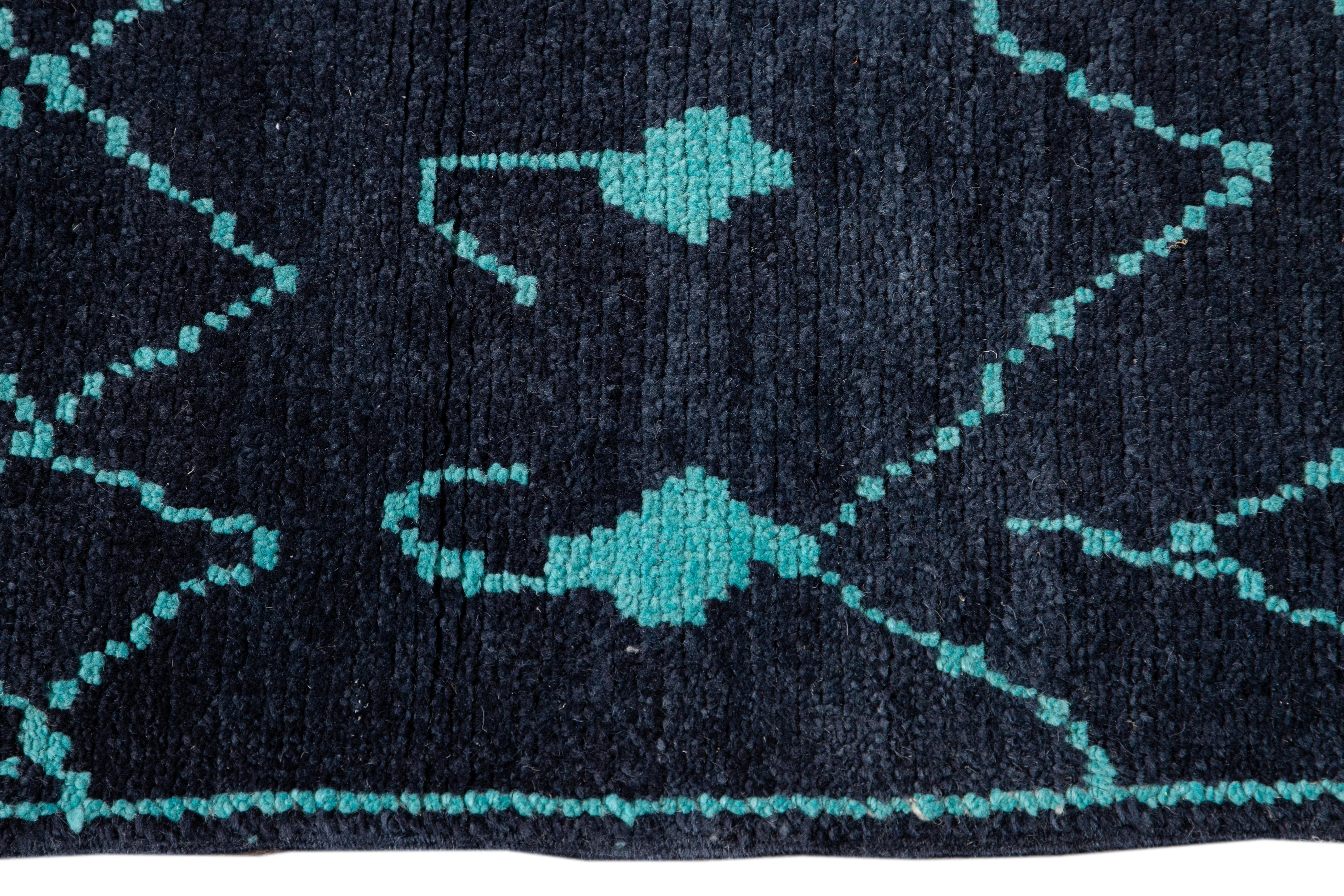 Contemporary 21st Century Modern Moroccan Style Wool Runner For Sale