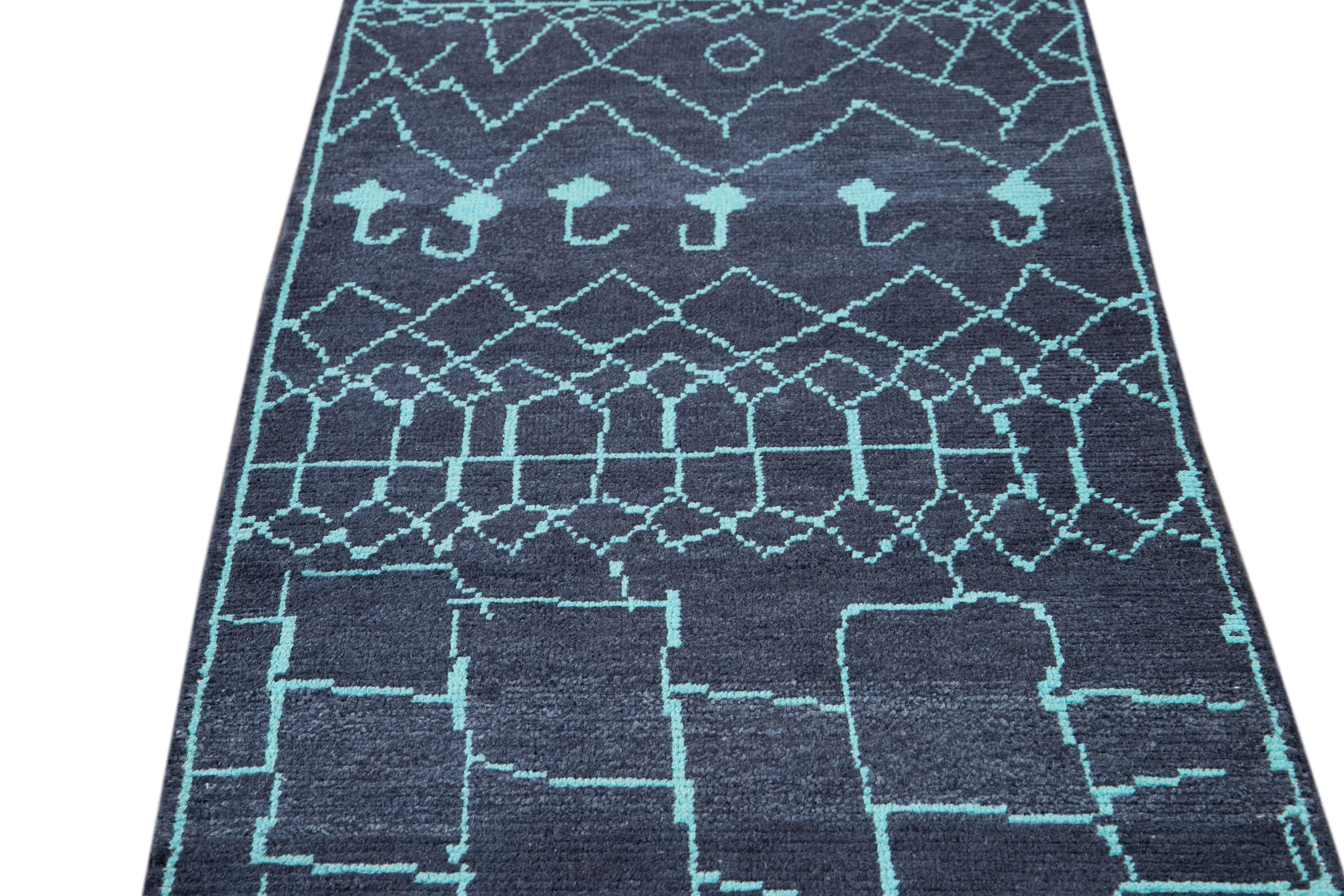 21st Century Modern Moroccan Style Wool Runner For Sale 3