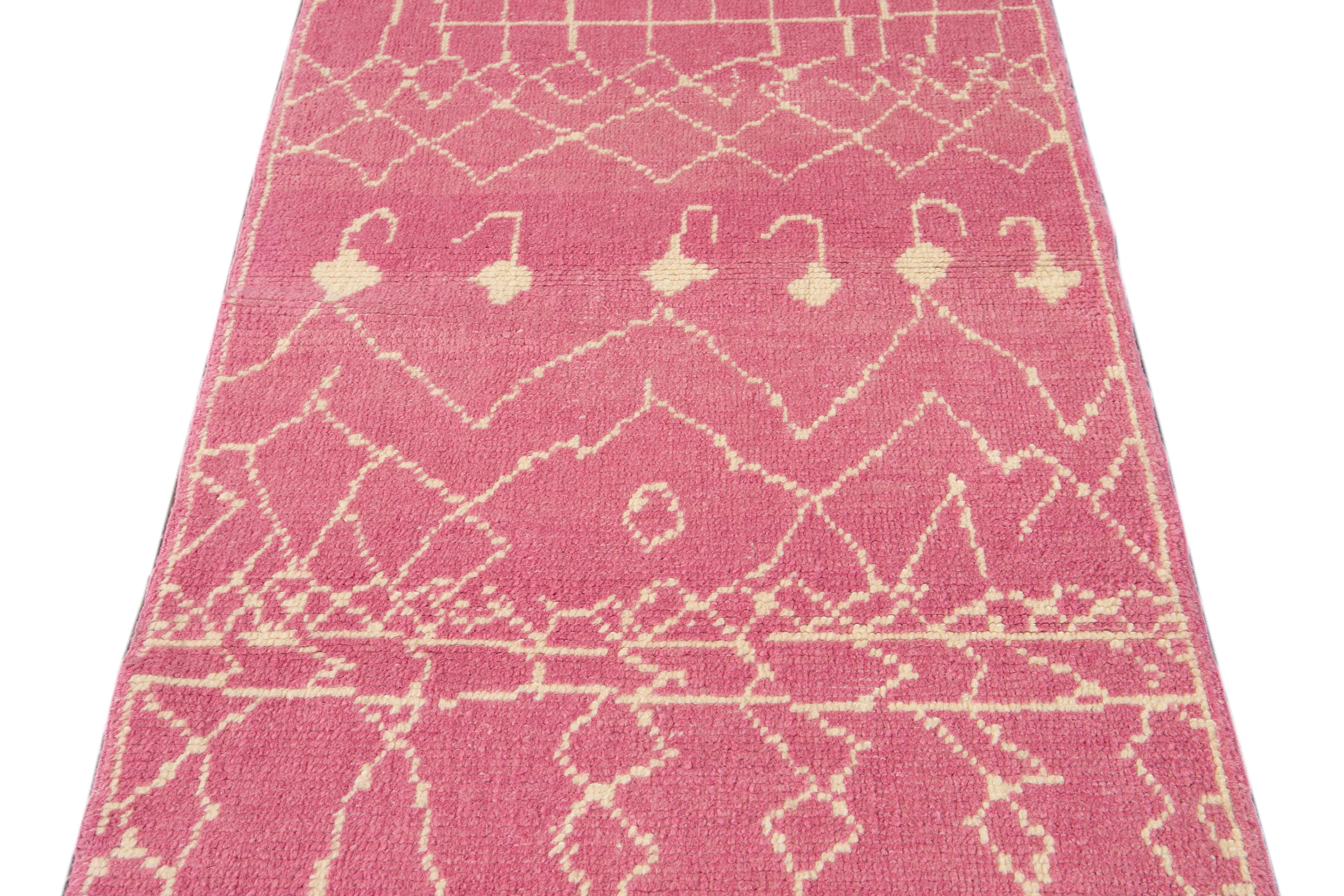 Contemporary 21st Century Modern Moroccan Style Wool Runner Rug For Sale