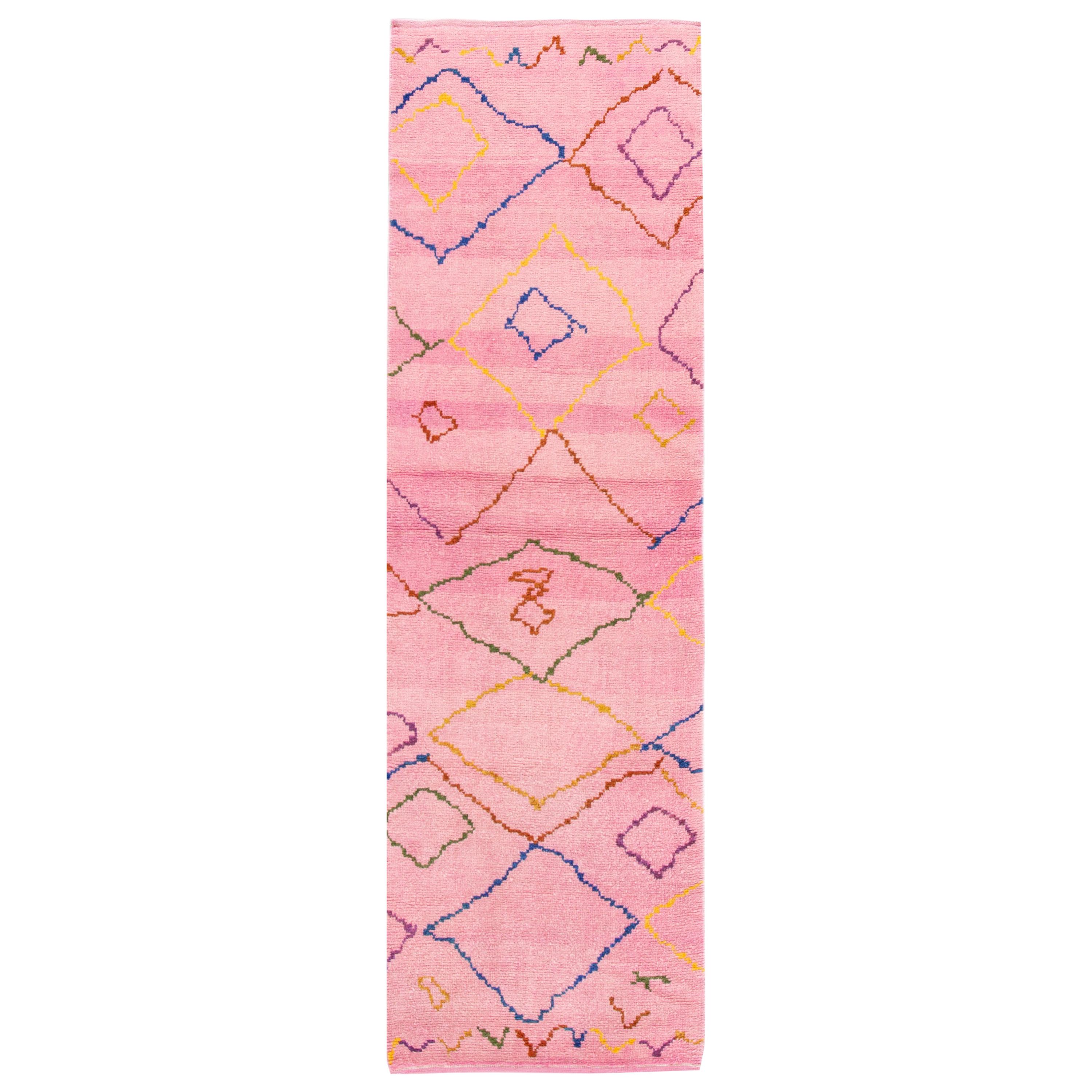 21st Century Modern Moroccan Style Wool Runner Rug