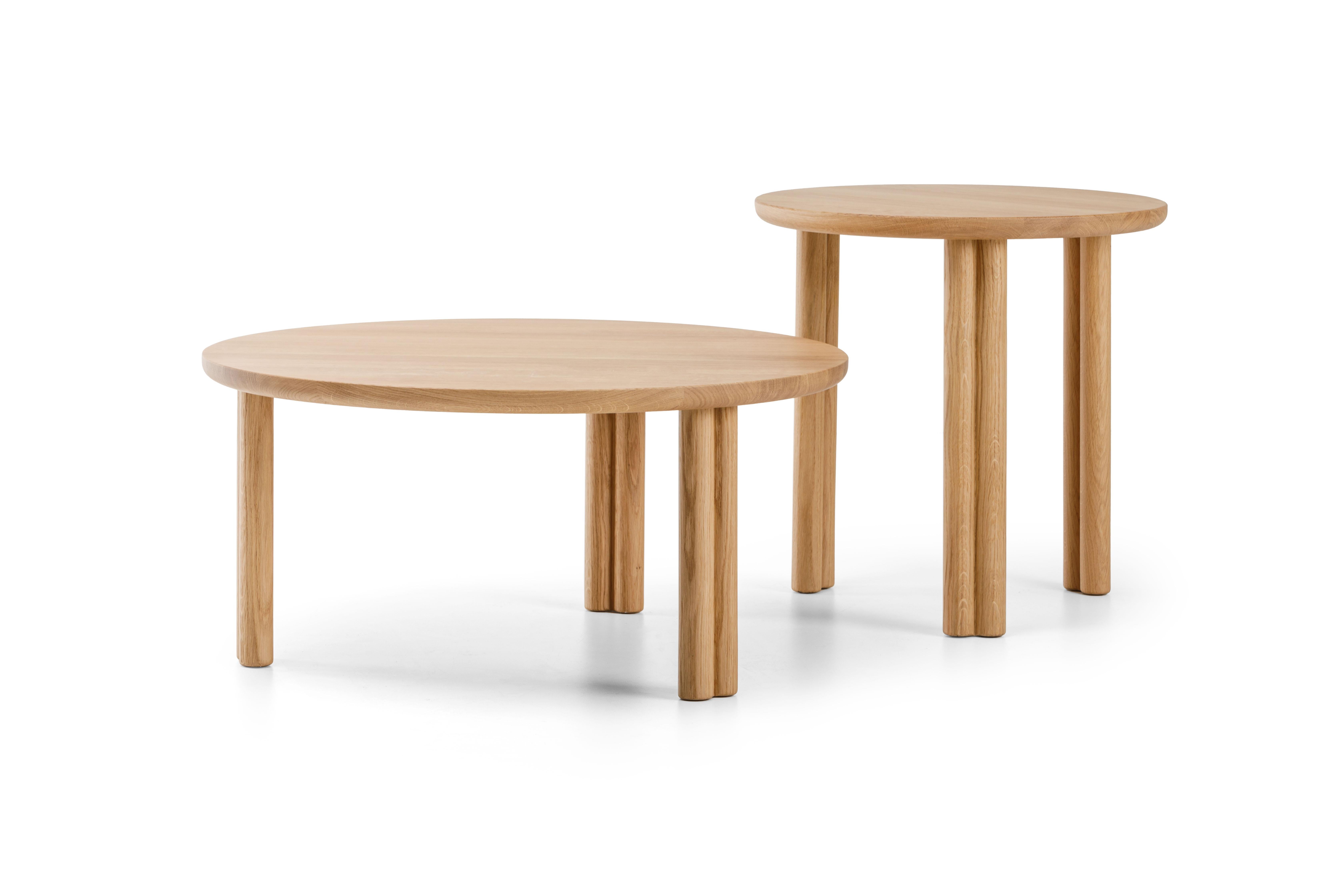 Moderne Table basse en bois de chêne moderne du 21e siècle, 70 cm, Silvestro, fabriquée en Italie en vente