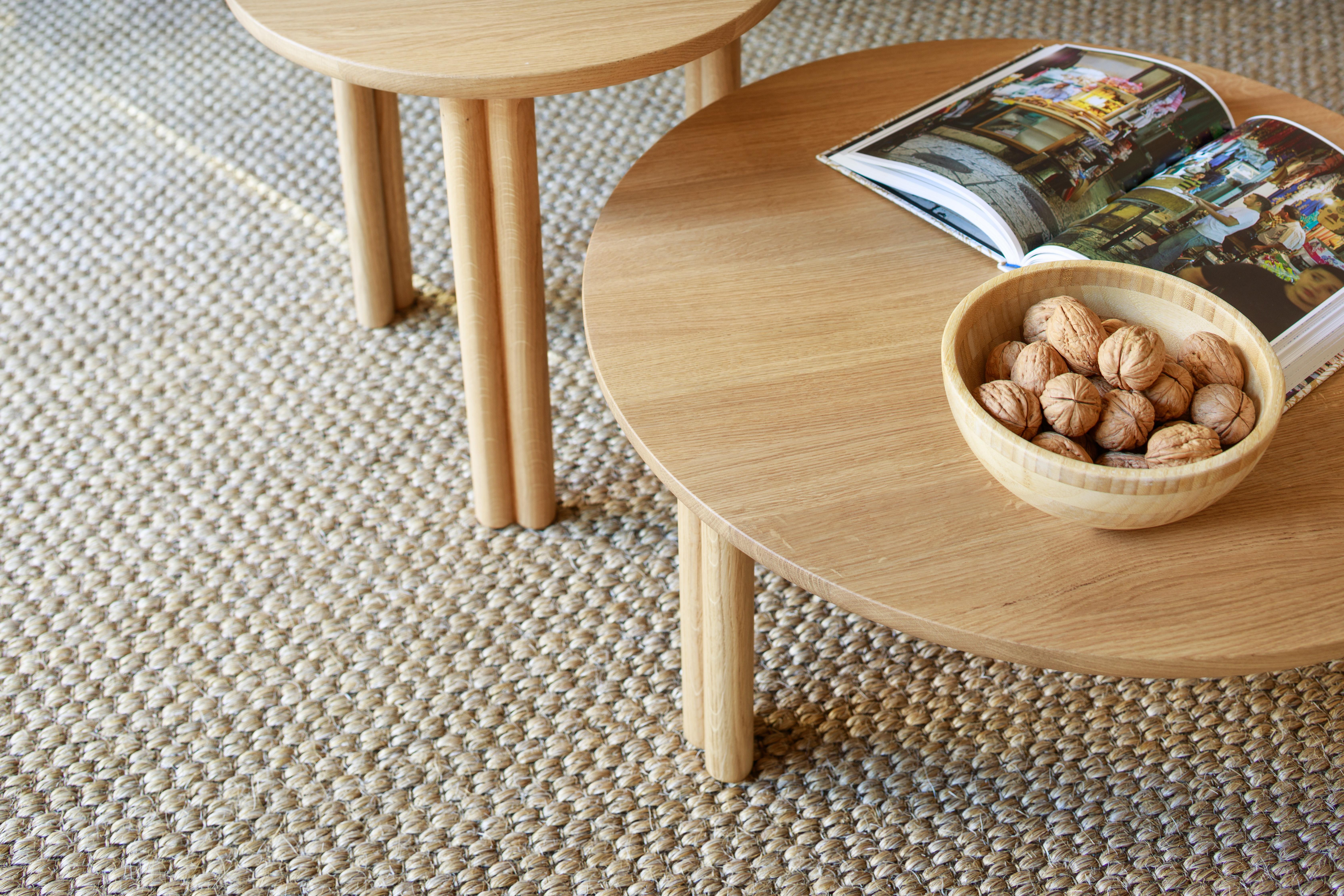 Contemporary 21st Century Modern Oakwood Coffee Table Ø70cm Silvestro Made in Italy For Sale