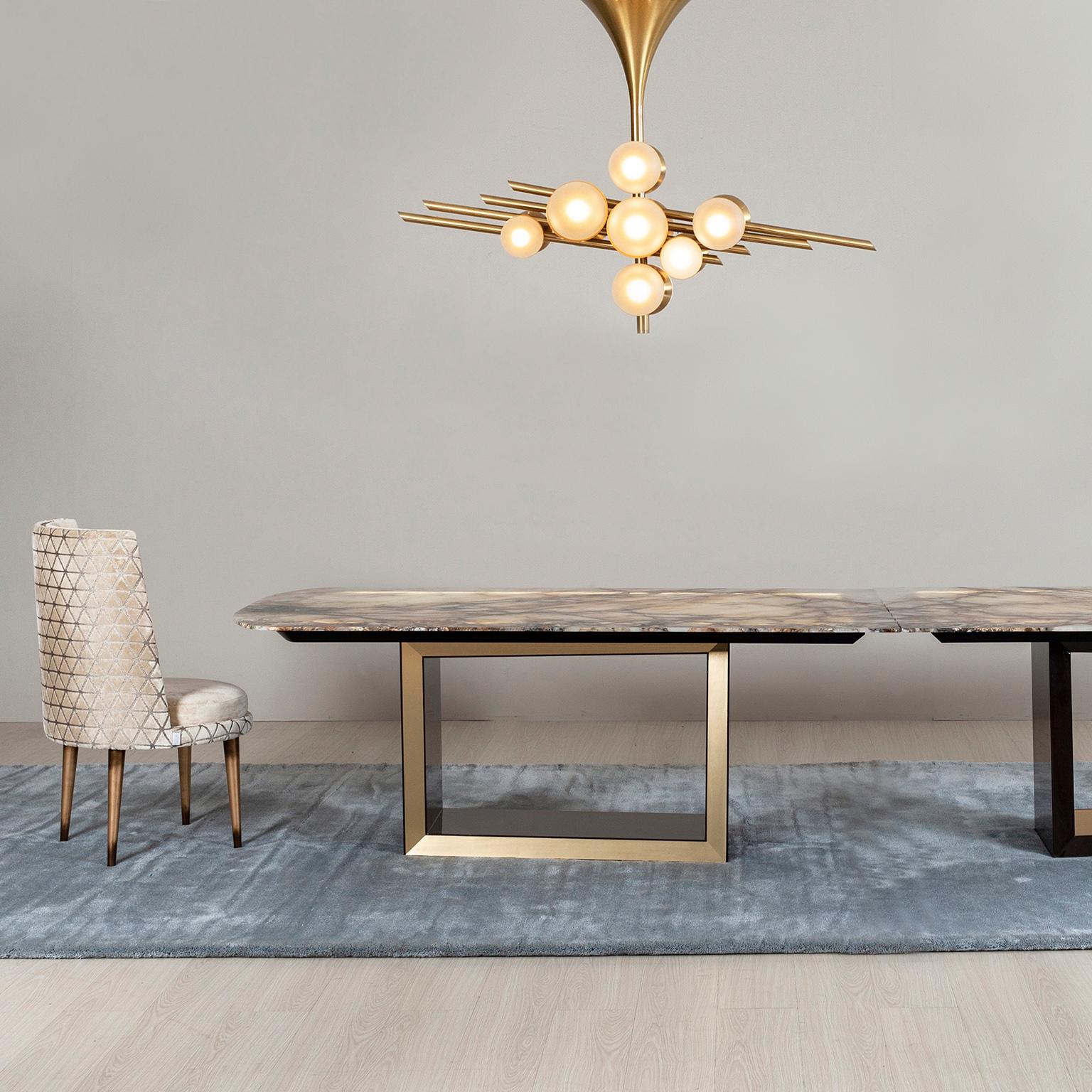 Brushed Modern Olisippo Dining Table Patagonia Stone Brass Handmade Portugal Greenapple For Sale