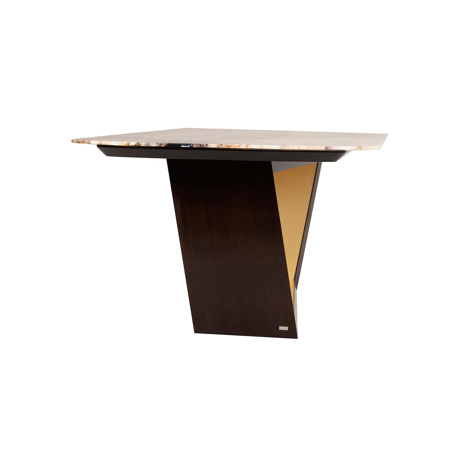 Onyx Modern Olisippo Dining Table Patagonia Stone Brass Handmade Portugal Greenapple For Sale