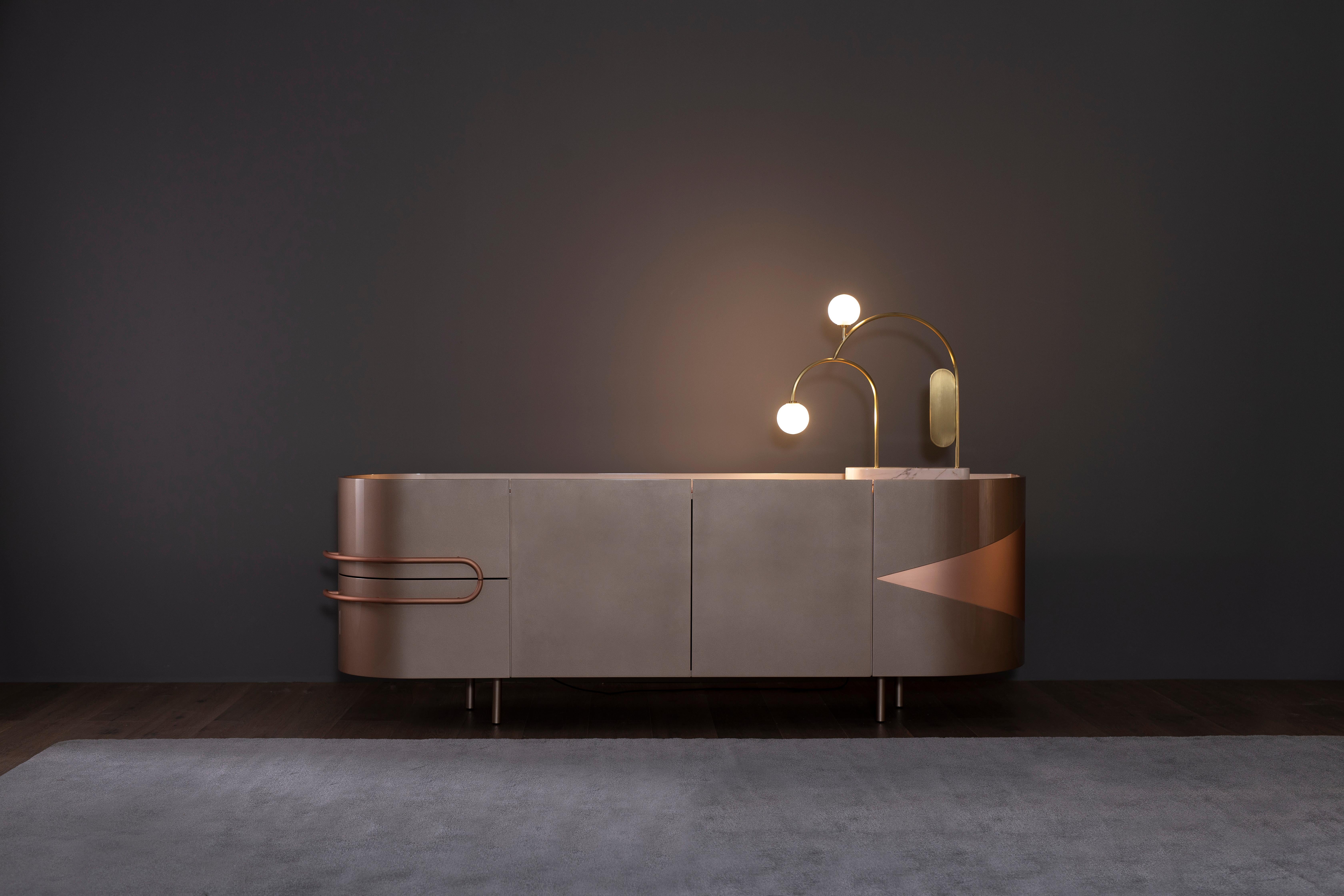 Modern Olival Sideboard, Onyx Stone Brass, Handmade in Portugal by Greenapple For Sale 4
