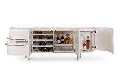 Modern Olival Marble Bar Cabinet, Calacatta Bianco, Handmade by Greenapple