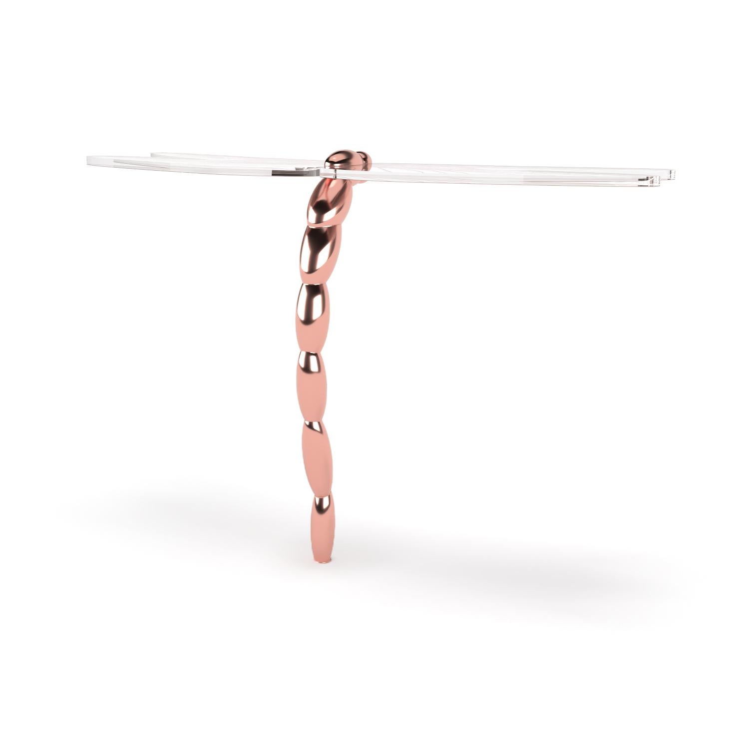 Hand-Painted Organic Modern Accent Console Table with Copper Leaf For Sale 4