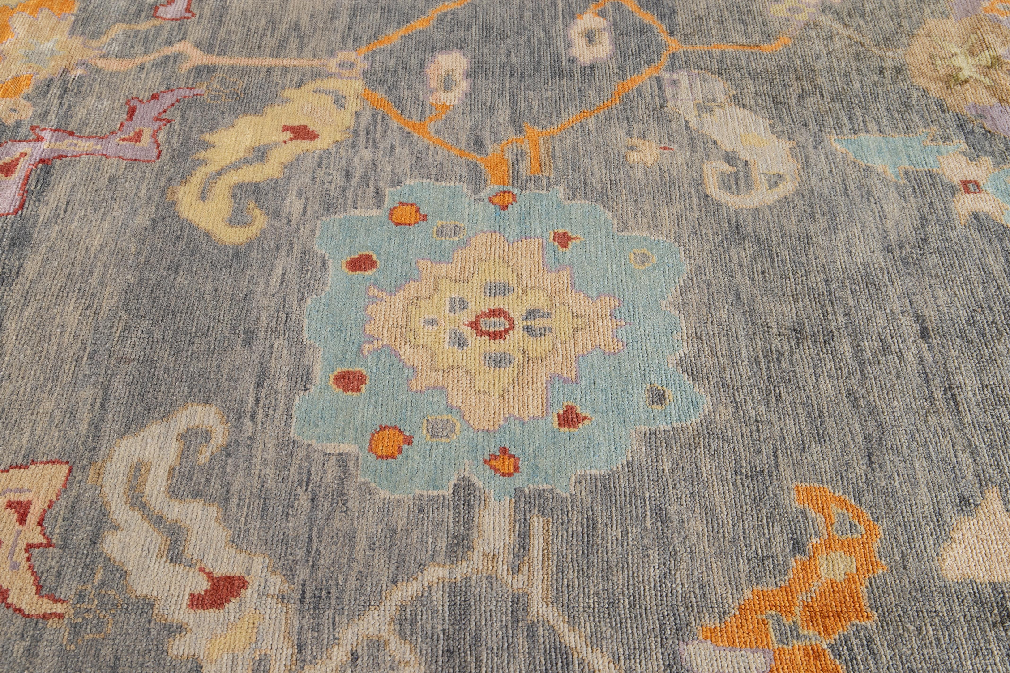 Hand-Knotted 21st Century Modern Oushak Wool Rug