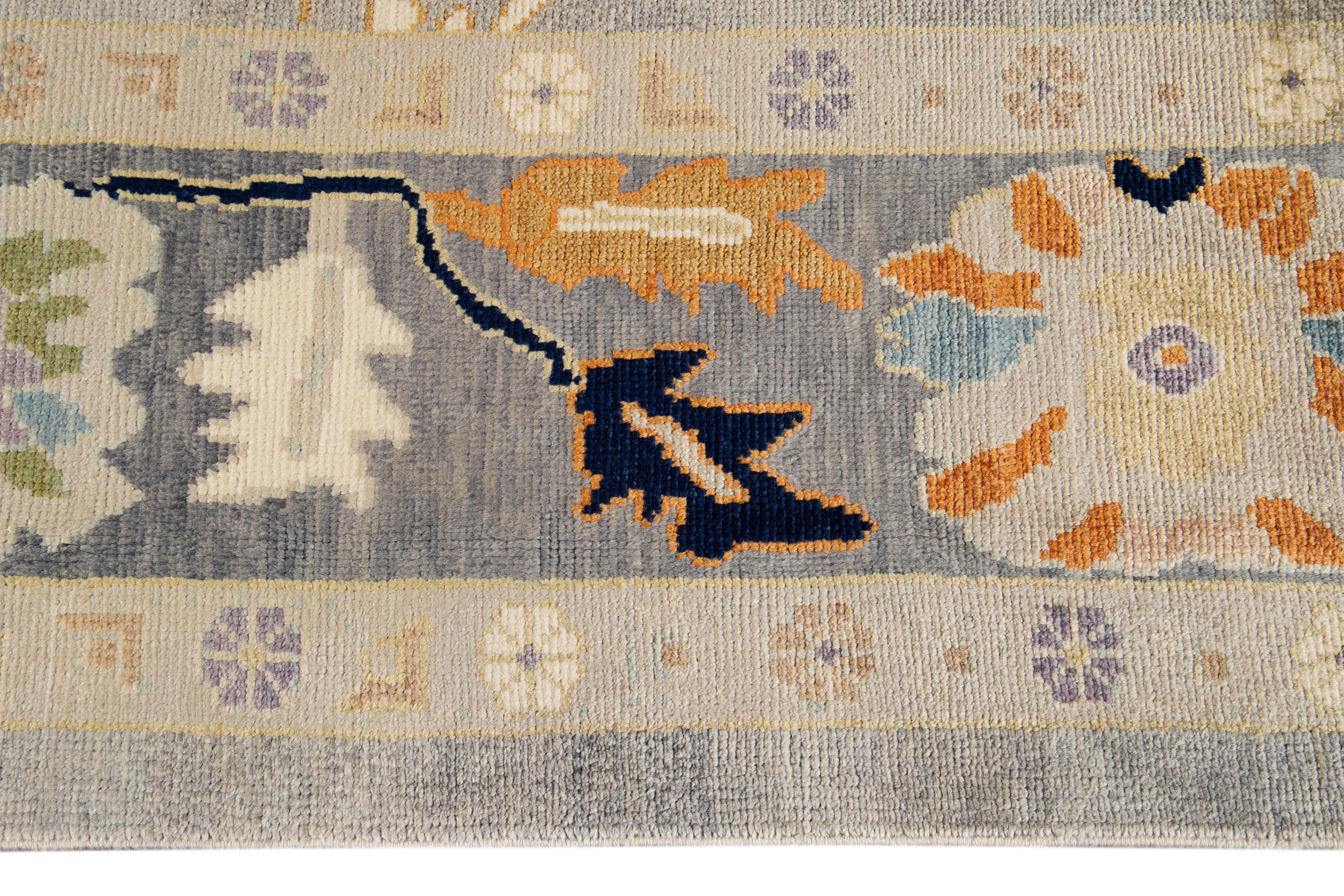 Hand-Knotted 21st Century Modern Oushak Wool Rug