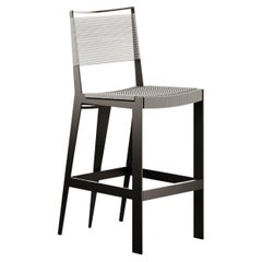 21st Century Modern Outdoor Five-Leg Dining Cinco Bar Chair Black Pattern Fabric