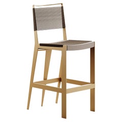 21st Century Modern Outdoor Five-Leg Dining Cinco Bar Chair Gold Pattern Fabric