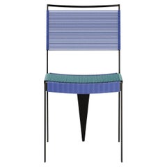 21st Century Modern Outdoor Five-Leg Dining Cinco Chair Black & Blue Fabric