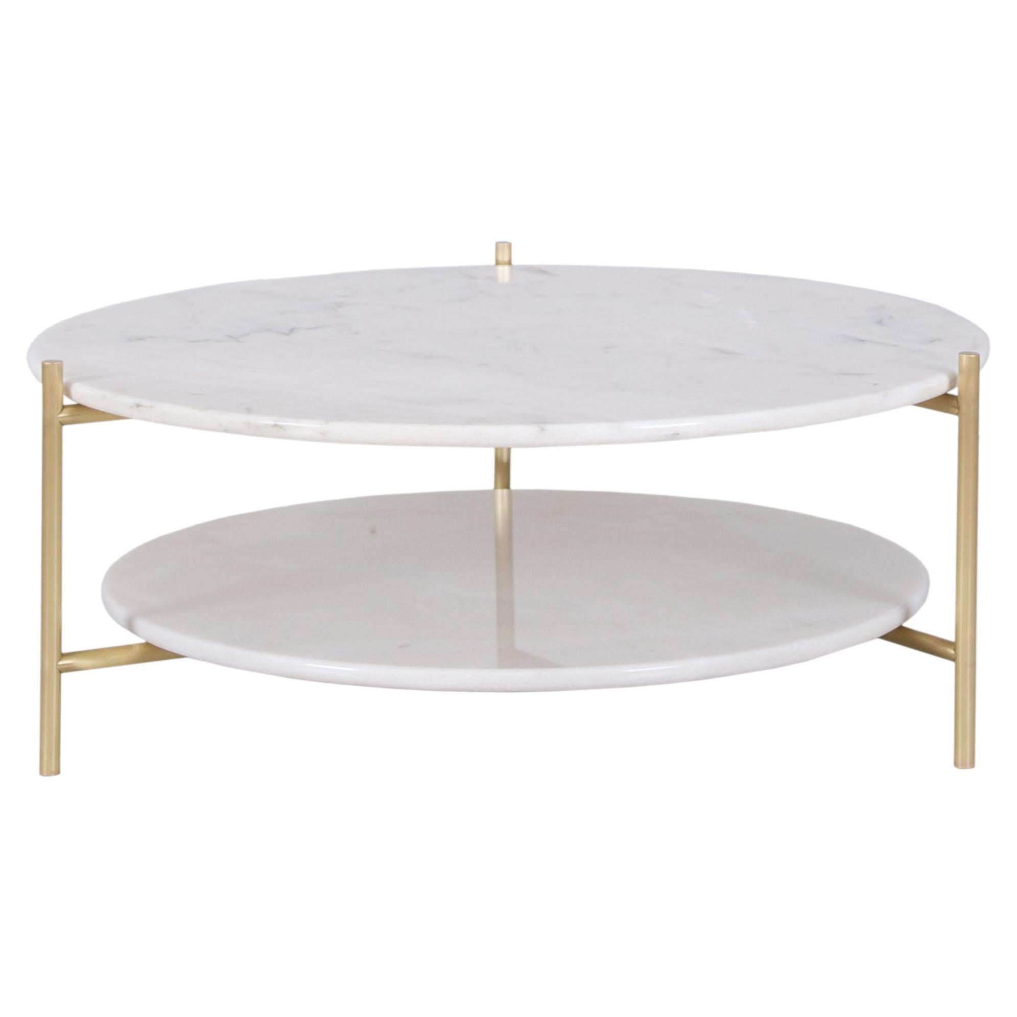 Modern Outdoors Coffee Table in Calacatta Bianco Marble by Greenapple