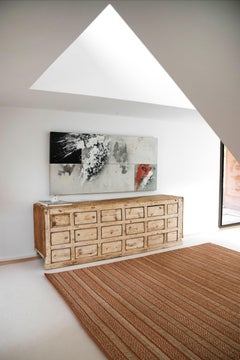 Modern Handwoven Paddle Dhurrie Jute Carpet Rug Orange & Natural Geometric
