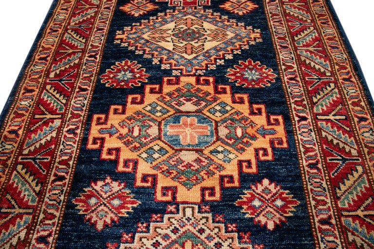 21st Century Modern Pakistan Kazak Tribal Wool Long Runner For Sale at ...