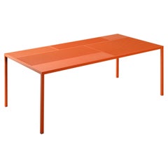 Table rectangulaire en acier perforé moderne du 21e siècle pour l'extérieur, néo-fabriqué en Italie
