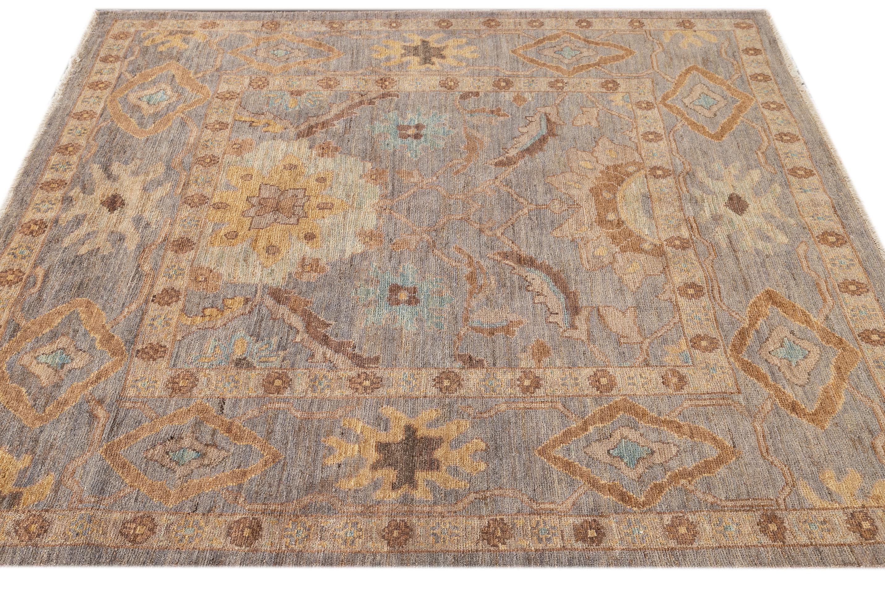 moderner persischer quadratischer Sultanabad-Teppich des 21. Jahrhunderts im Angebot 1