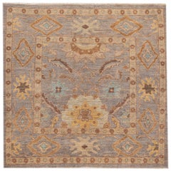 tapis Persan Carré Sultanabad moderne du 21ème siècle