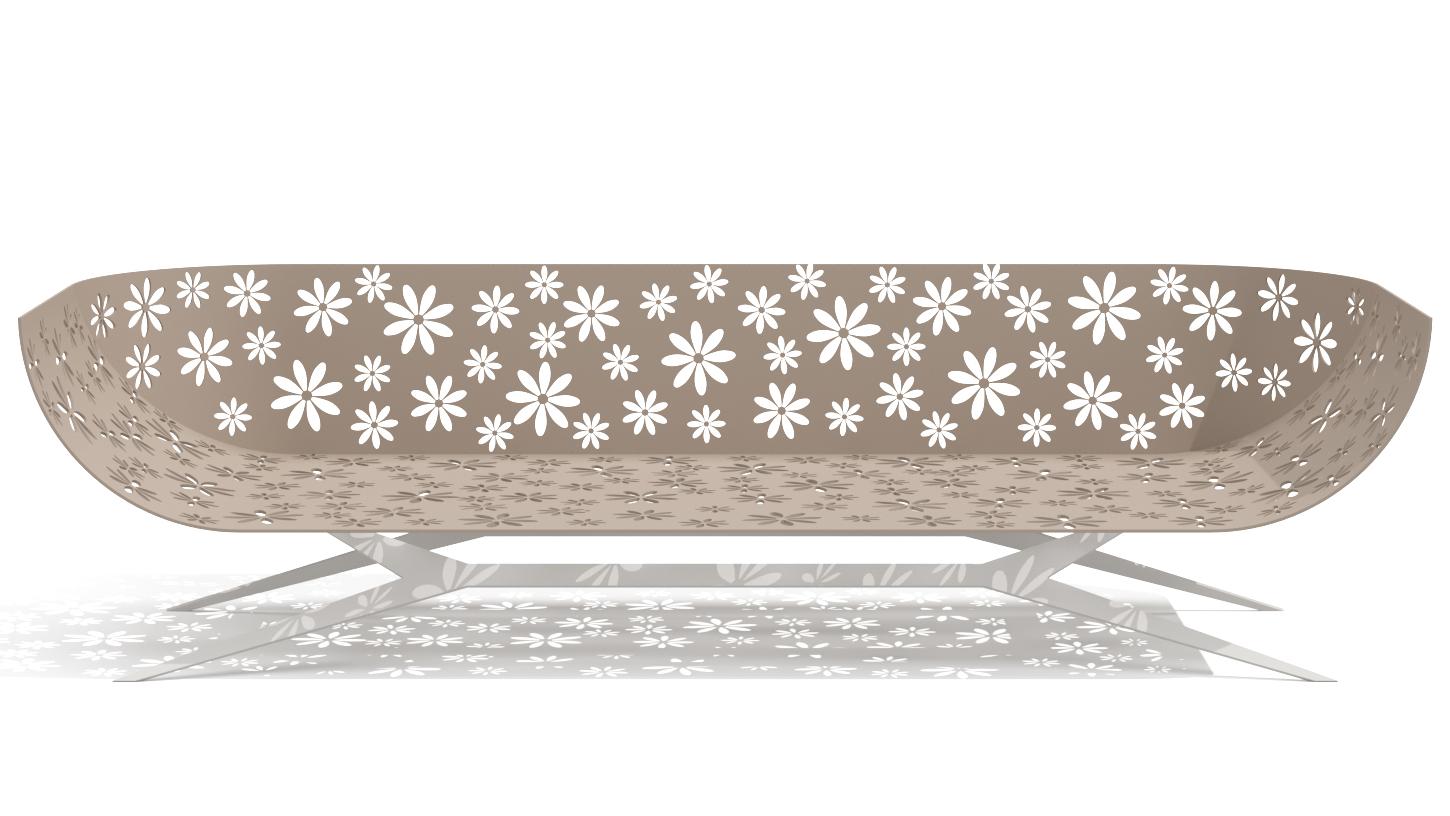 Modernes rosa & grünes Zweisitzer-Sofa für den Außenbereich Gebogene Rückenlehne mit ausgeschnittenen Blumen im Angebot 13