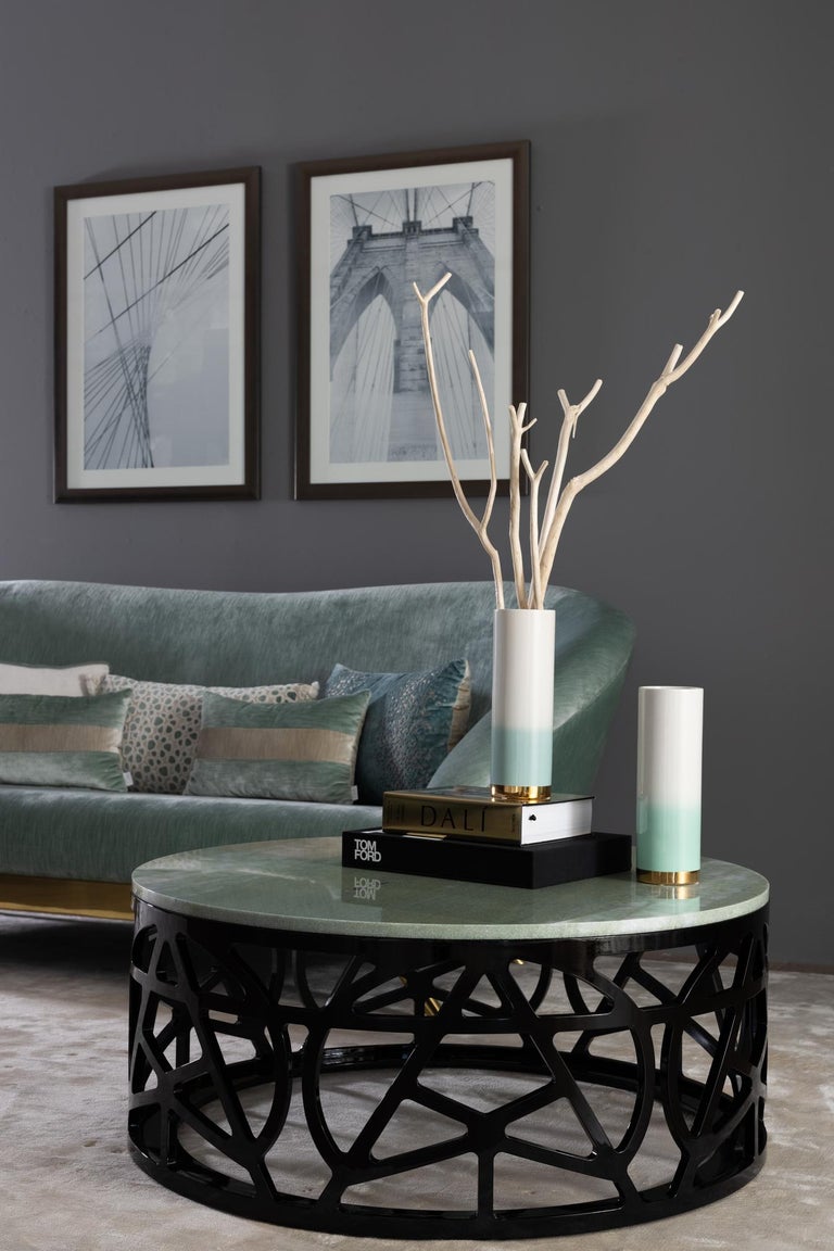 21st Century Contemporary Art Deco Pyrite Coffee Table Green Crystal Marble Handcrafted in Portugal - Europe by Greenapple. 

Like a pyrite crystal that unleashes creativity, this coffee table challenges ordinary design by using rough geometric